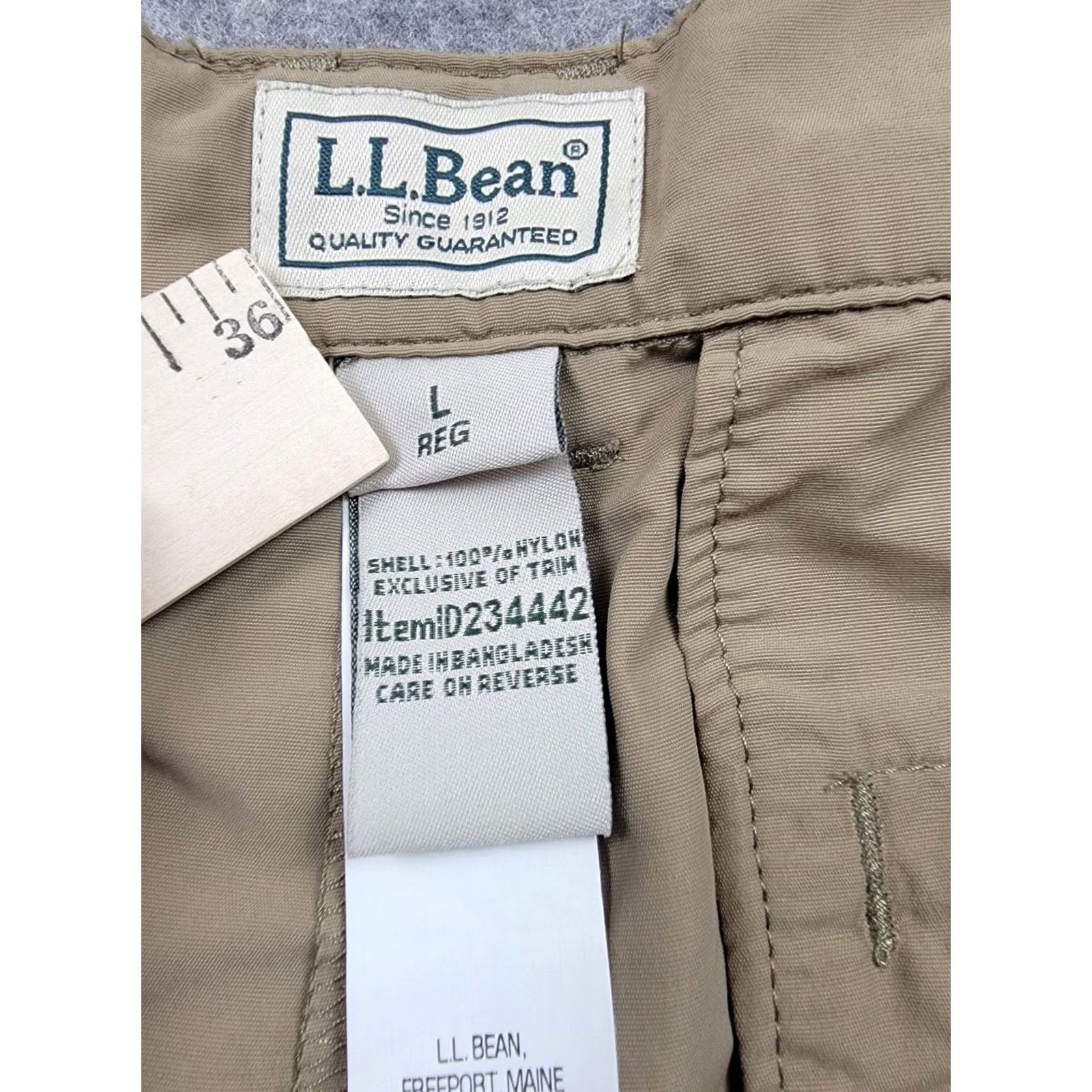 Vintage LL Bean Pants Mens Large Brown Nylon Cargo Belted Outdoor Hiking Camping Fishing Shirt Pants (Cargo) Men Regular Brown Size US 33 - 6 Thumbnail