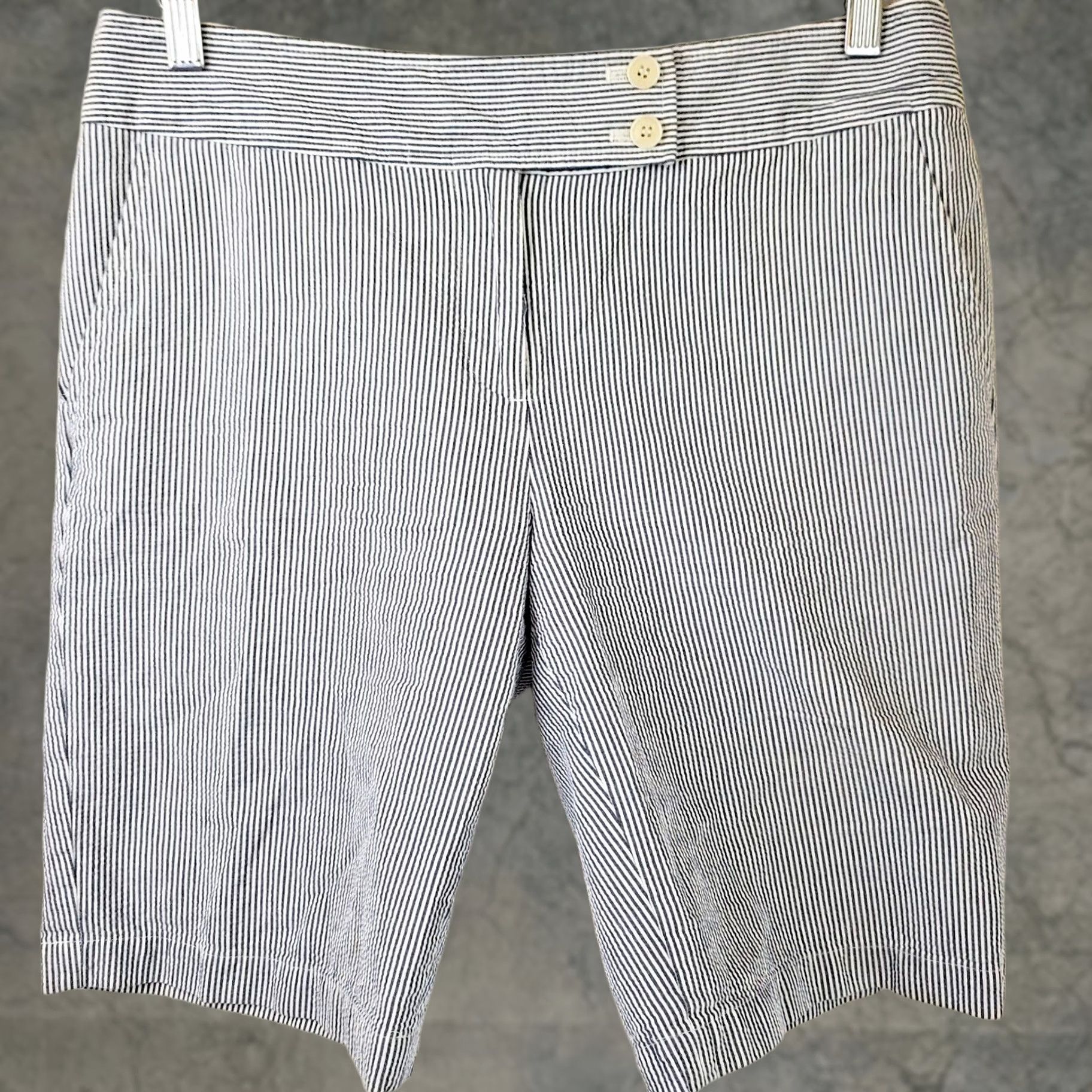 Talbots Talbots Shorts Womens 8 Blue+White Perfect Short Women Size Bermuda Chino Seersucker Size 30" / US 8 / IT 44 - 1 Thumbnail