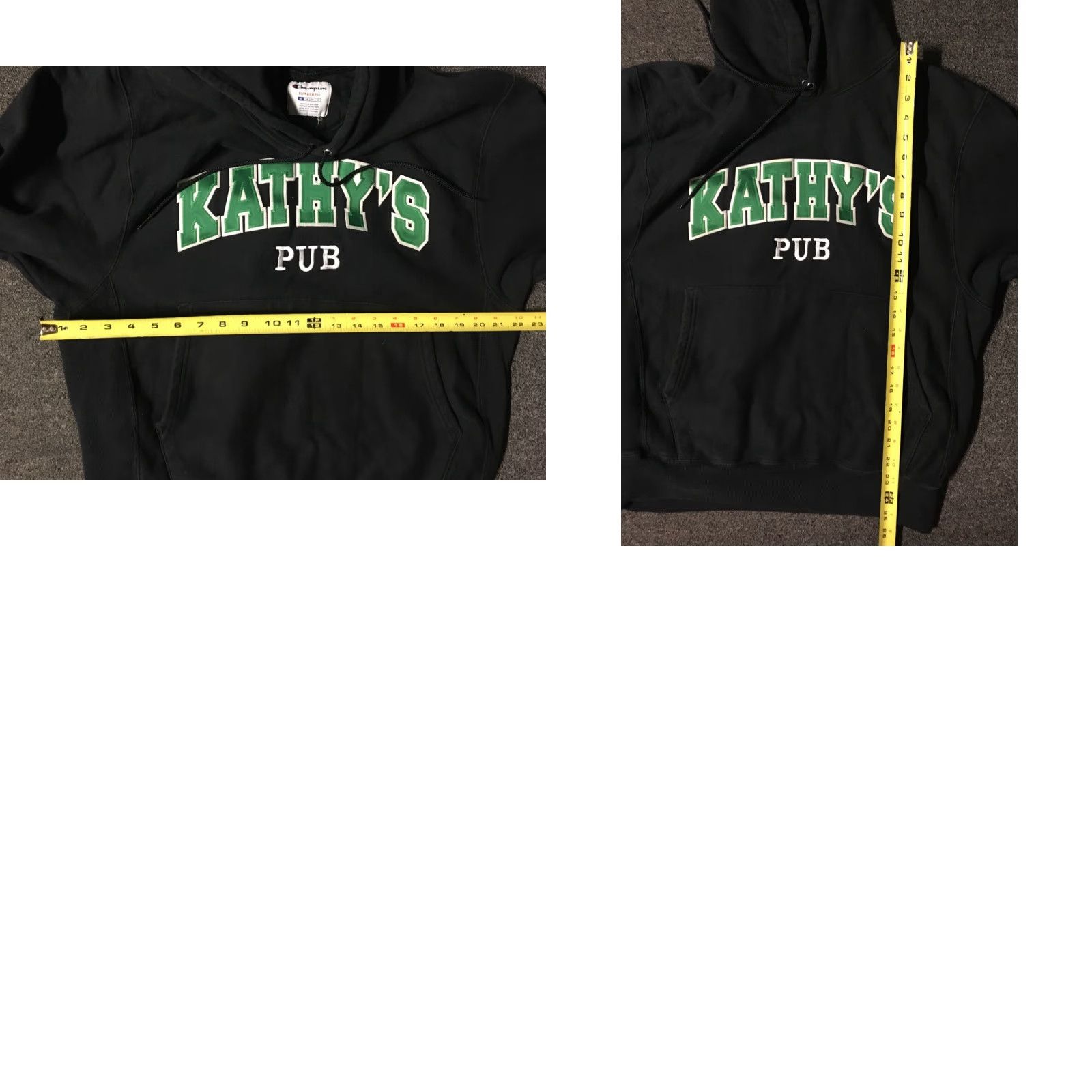 Champion VINTAGE Champion Kathys Pub Spellout Hoodie M Black 90s Bar Pub Grunge USA Mens Size M Shirt? Size US M / EU 48-50 / 2 - 8 Thumbnail