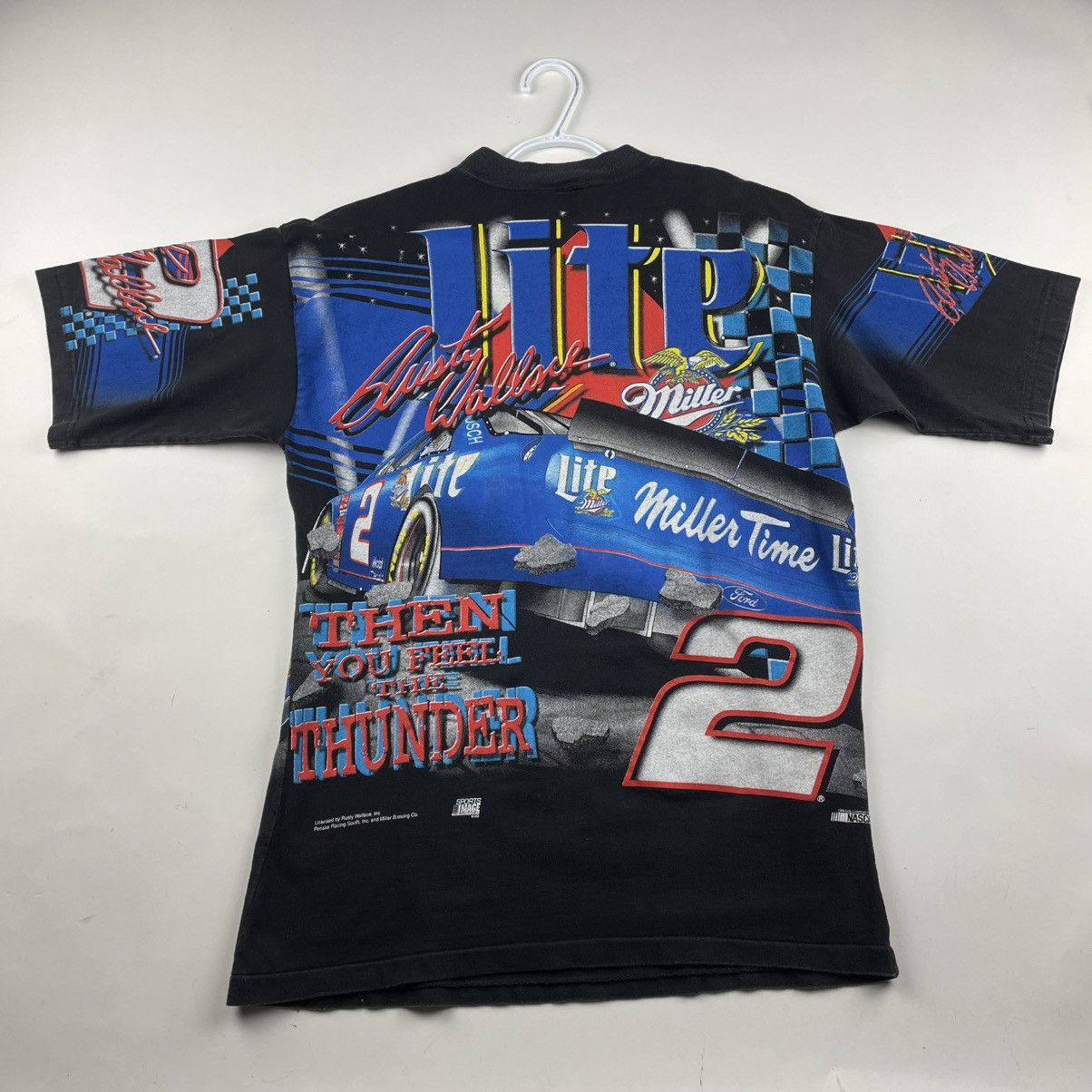 NASCAR × Vintage VTG 90s Rusty Wallace Miller Lite Beer NASCAR AOP shirt Size US M / EU 48-50 / 2 - 9 Thumbnail