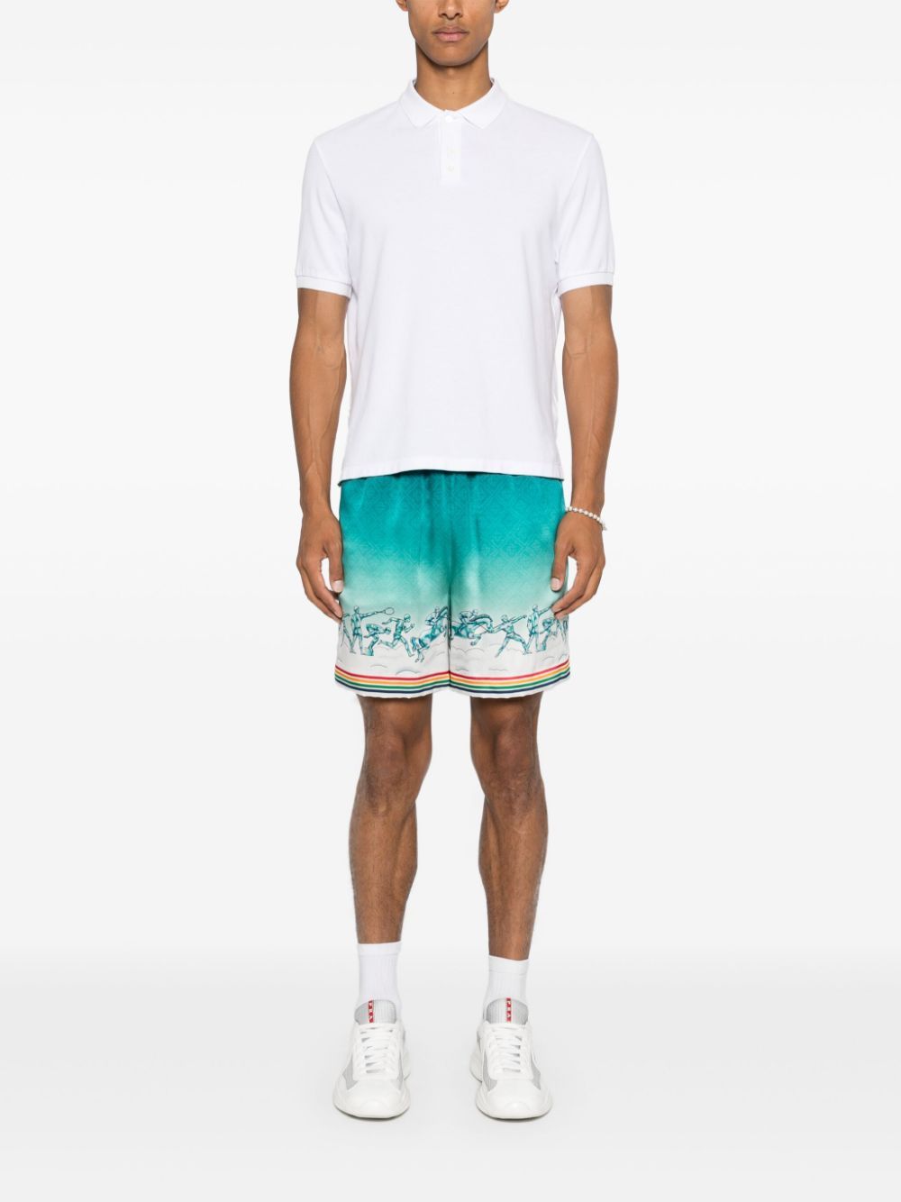 Casablanca o1h1sh11224 Drawstring Shorts in Teal Green Size US 36 / EU 52 - 3 Thumbnail