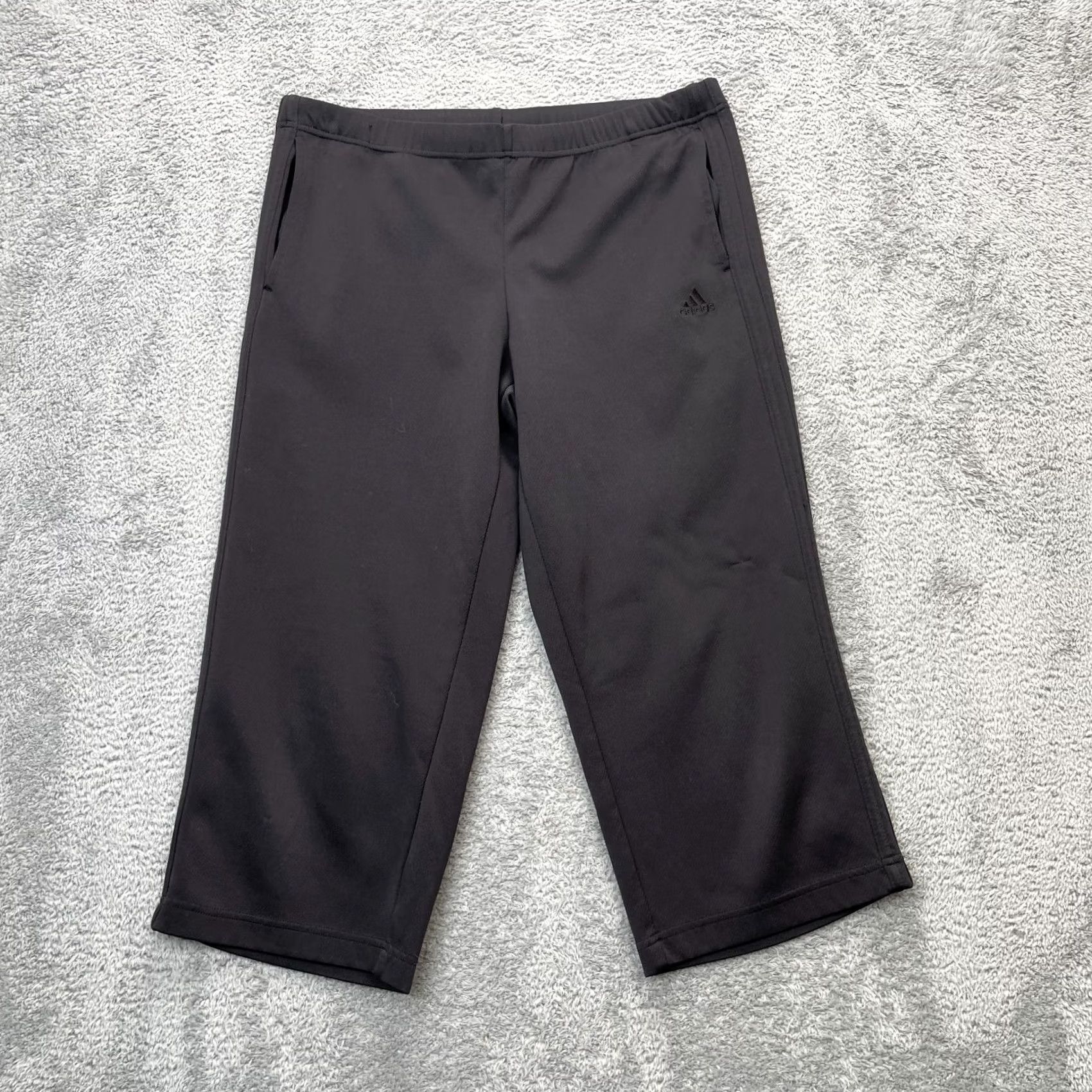 Adidas Adidas Pants Womens Medium Black Climalite Track 3 Stripes Cropped Straight Leg Size 42" / US 20 - 2 Thumbnail