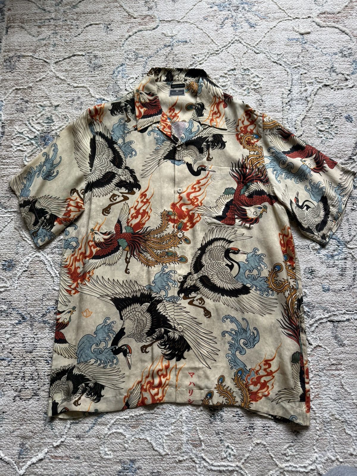 Peace Cranes Camp Collar Shirt