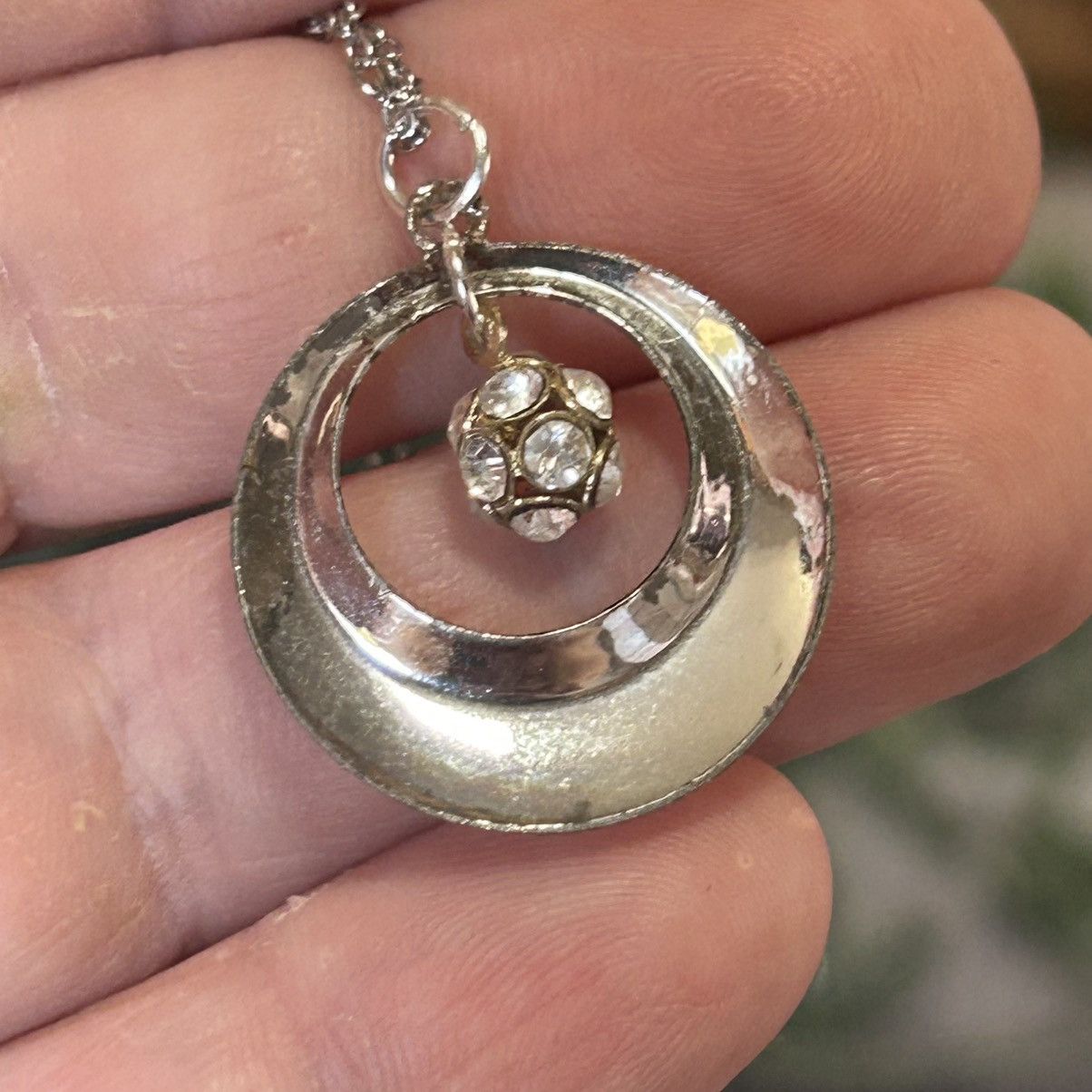 Handmade Handcrafted savaged vintage disco ball pendant necklace Size ONE SIZE - 6 Thumbnail