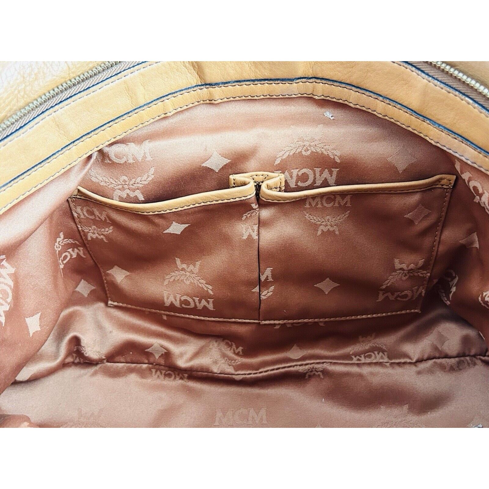 MCM MCM Visetos Leather Cross Shoulder Bag Camel Tan Handbag Size ONE SIZE - 6 Thumbnail