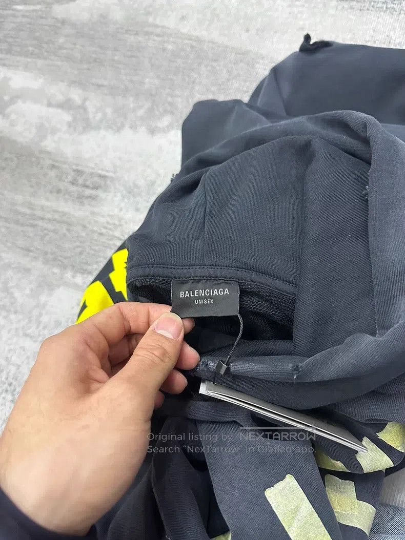 Balenciaga Balenciaga Black Distressed Tape Hoodie Size US S / EU 44-46 / 1 - 5 Thumbnail