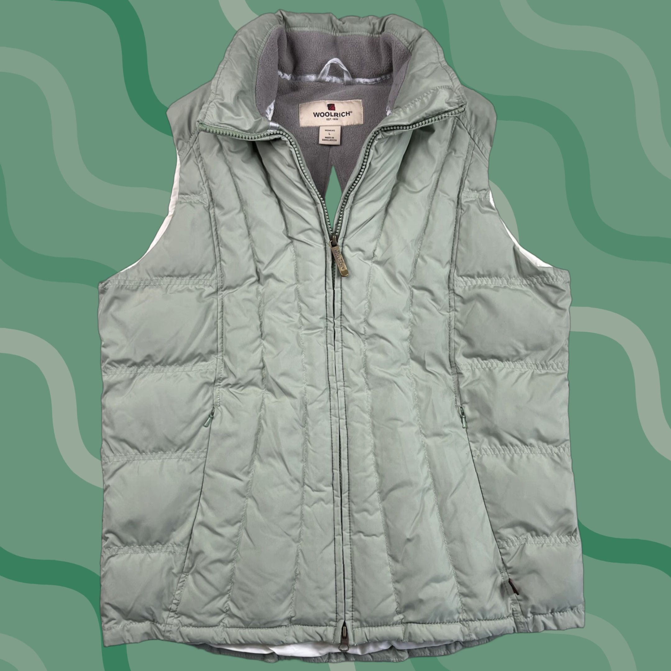 Vintage Woolrich Vest Puffer Jacket Zip Full Zip Green Women's L Outdoor Fall Winter Sleeveless Mid-Length Regular Size L Size L / US 10 / IT 46 - 1 Thumbnail
