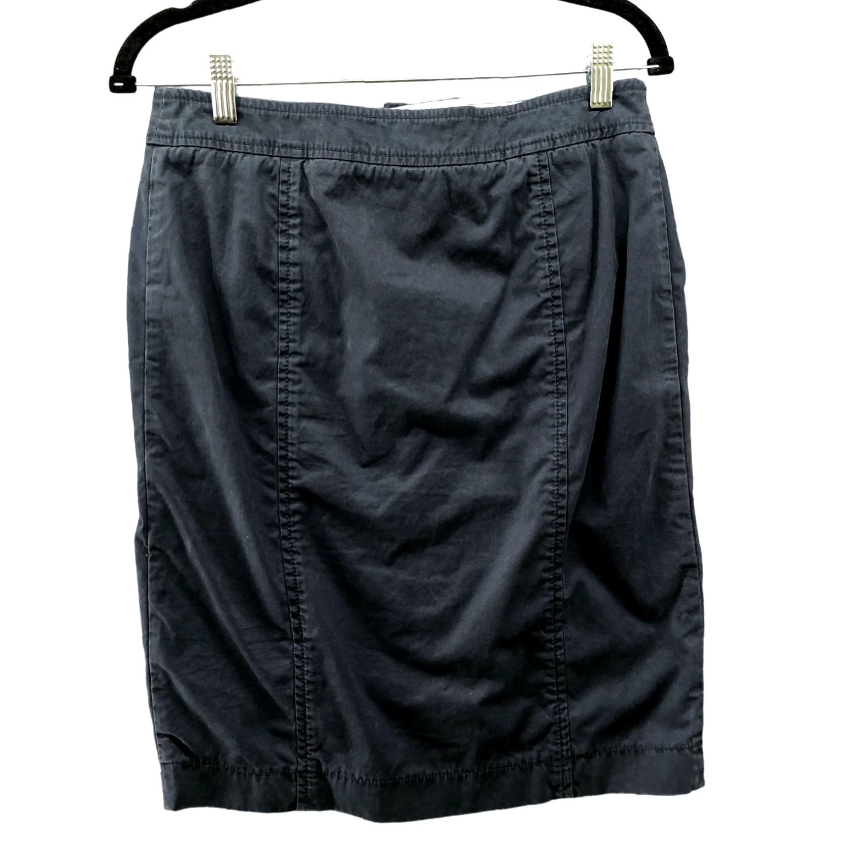Banana Republic VINTAGE Banana Republic Skirt Button Front Navy Blue 4 Knee Length Cotton Twill Woman's Straight & Pencil Size 27" / US 4 / IT 40 - 2 Thumbnail