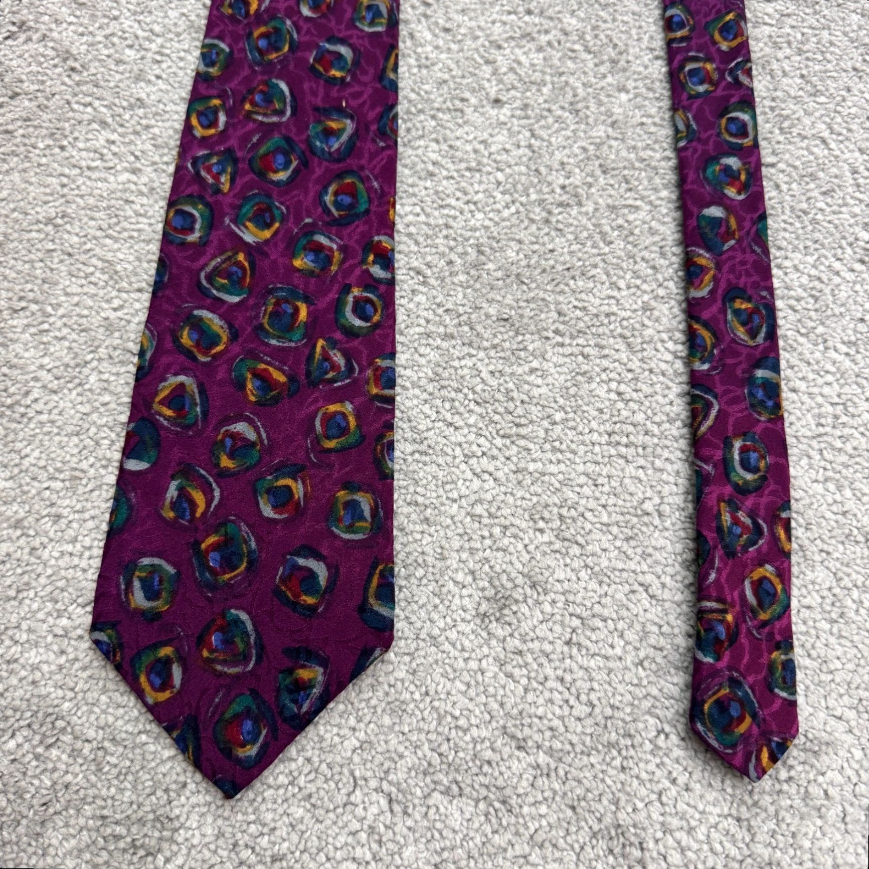 Byblos VINTAGE Byblos Tie Geometric 100% Silk Purple Mens One Size Classic Length 57"-60" Canada Mens Size ONE SIZE - 3 Thumbnail