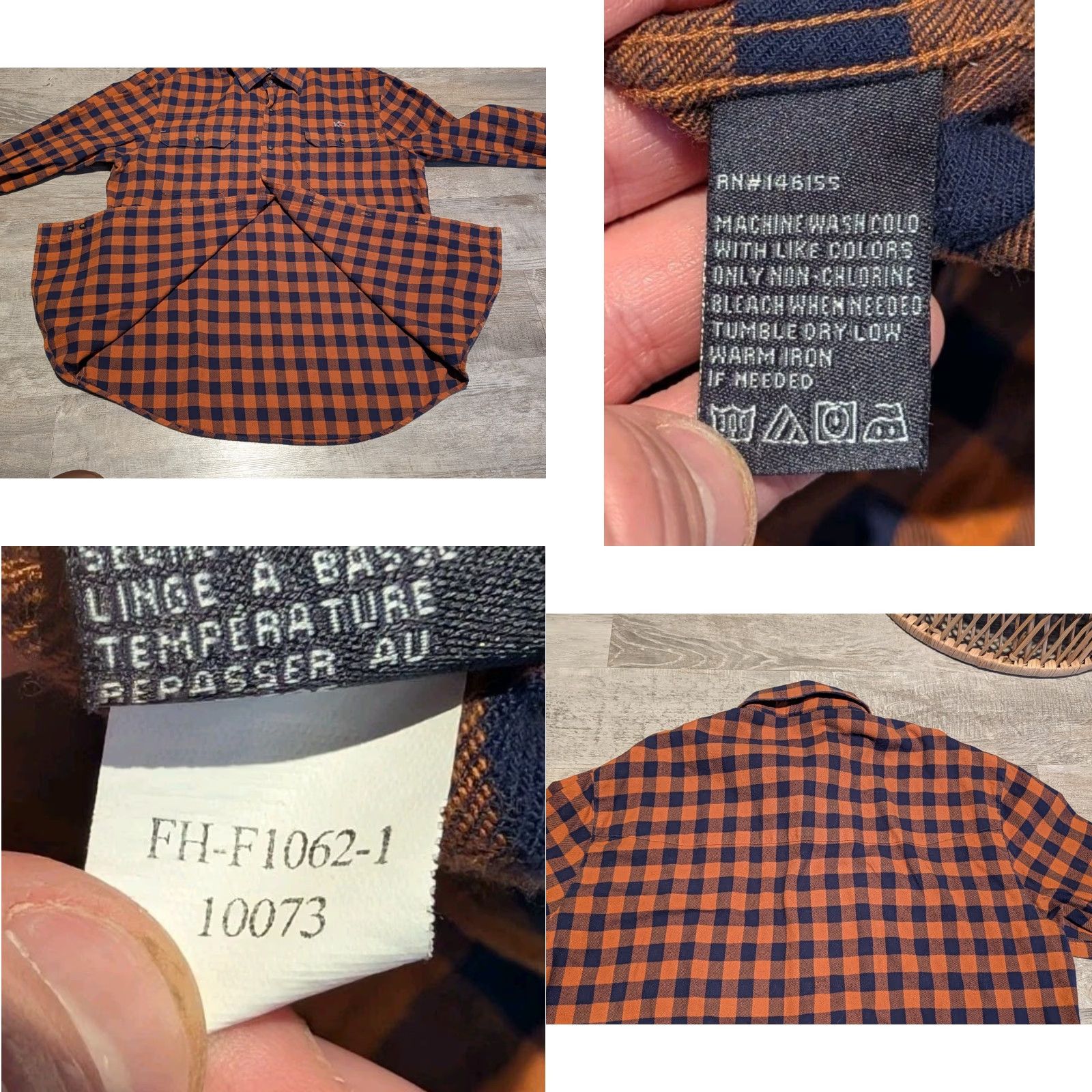 Vintage Fish Hippie Shirt L Orange Check Flannel Button-Down Cotton Soft Pocket Logo Classic 90s Hippie Mens Size US L / EU 52-54 / 3 - 9 Thumbnail