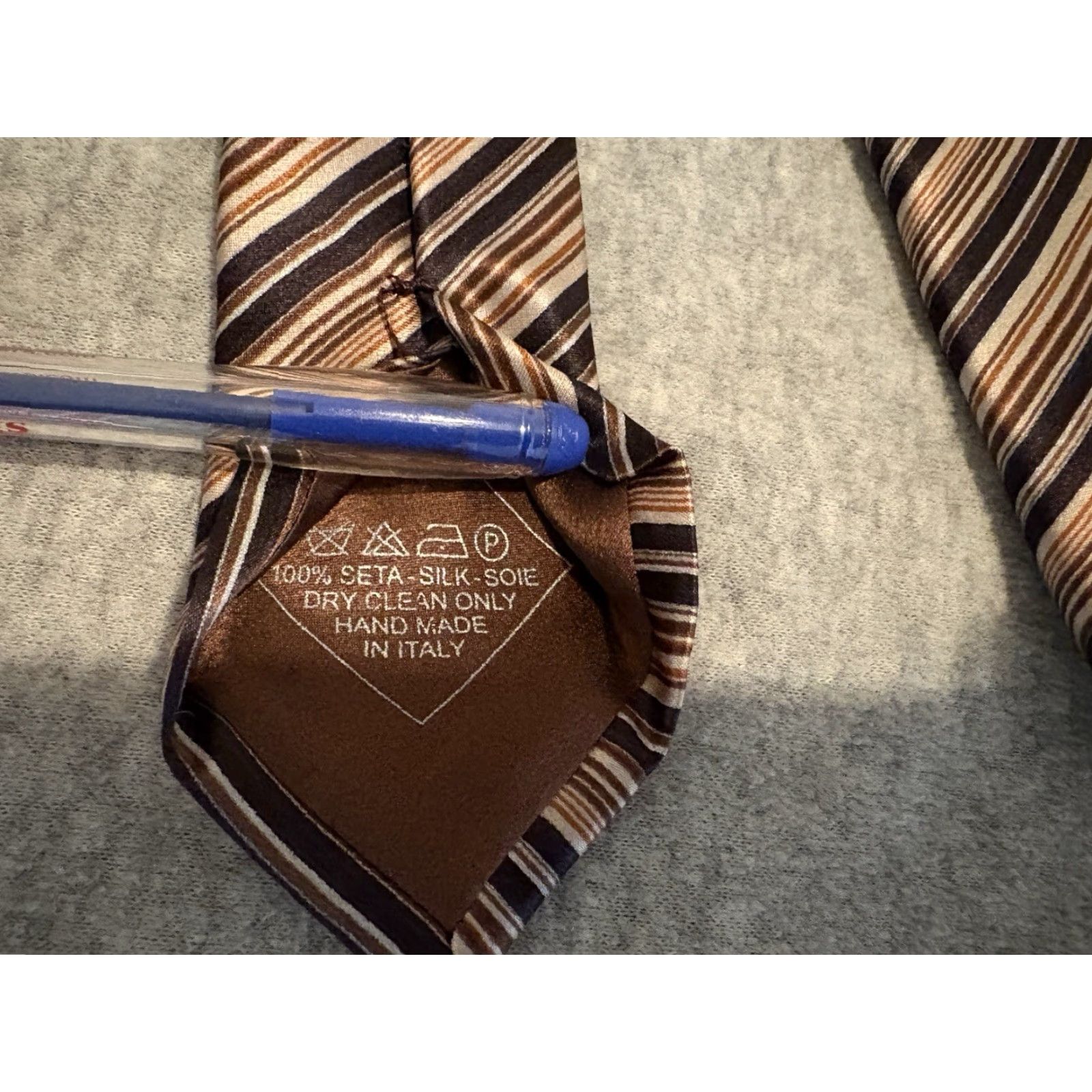 Brioni Brioni Silk Tie Striped Brown Made in Italy Long 61 Inches Mens Tie Brown Silk Italy Brioni Size ONE SIZE - 3 Thumbnail