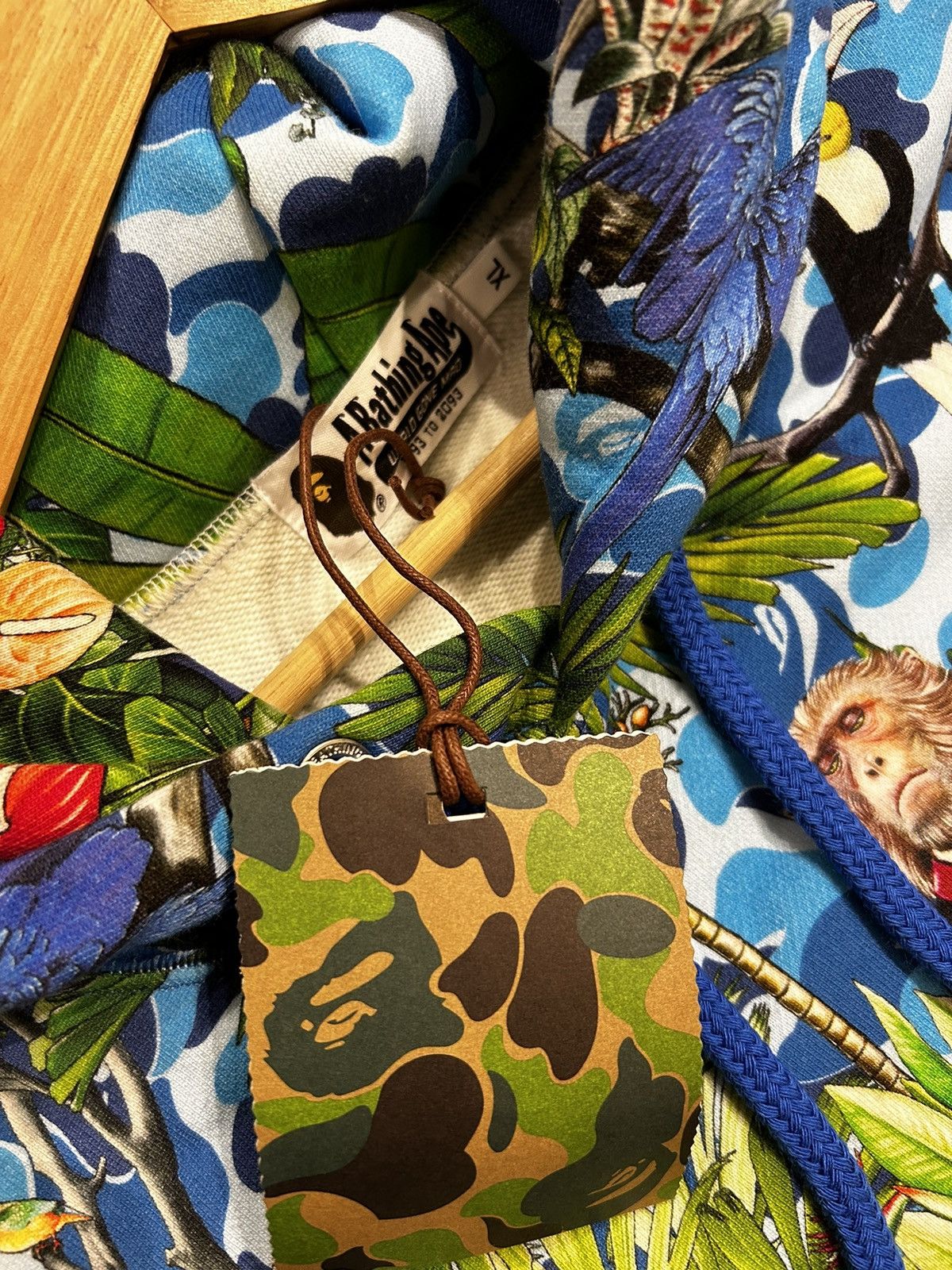 Bape Bape X Monkey 47 Pullover Hoodie Blue Size US XL / EU 56 / 4 - 3 Thumbnail