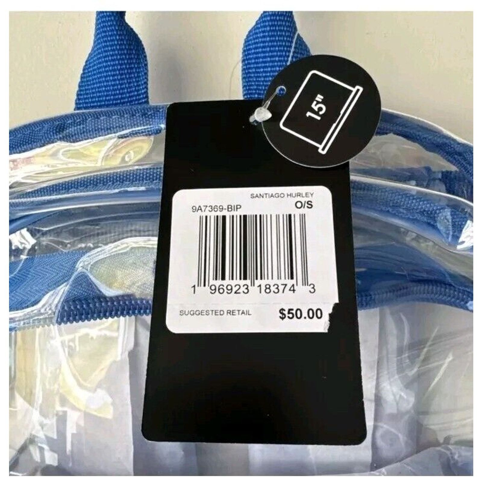 Hurley Hurley Clear Daypack Backpack Santiago Blue Bottle Pocket Size ONE SIZE - 2 Thumbnail