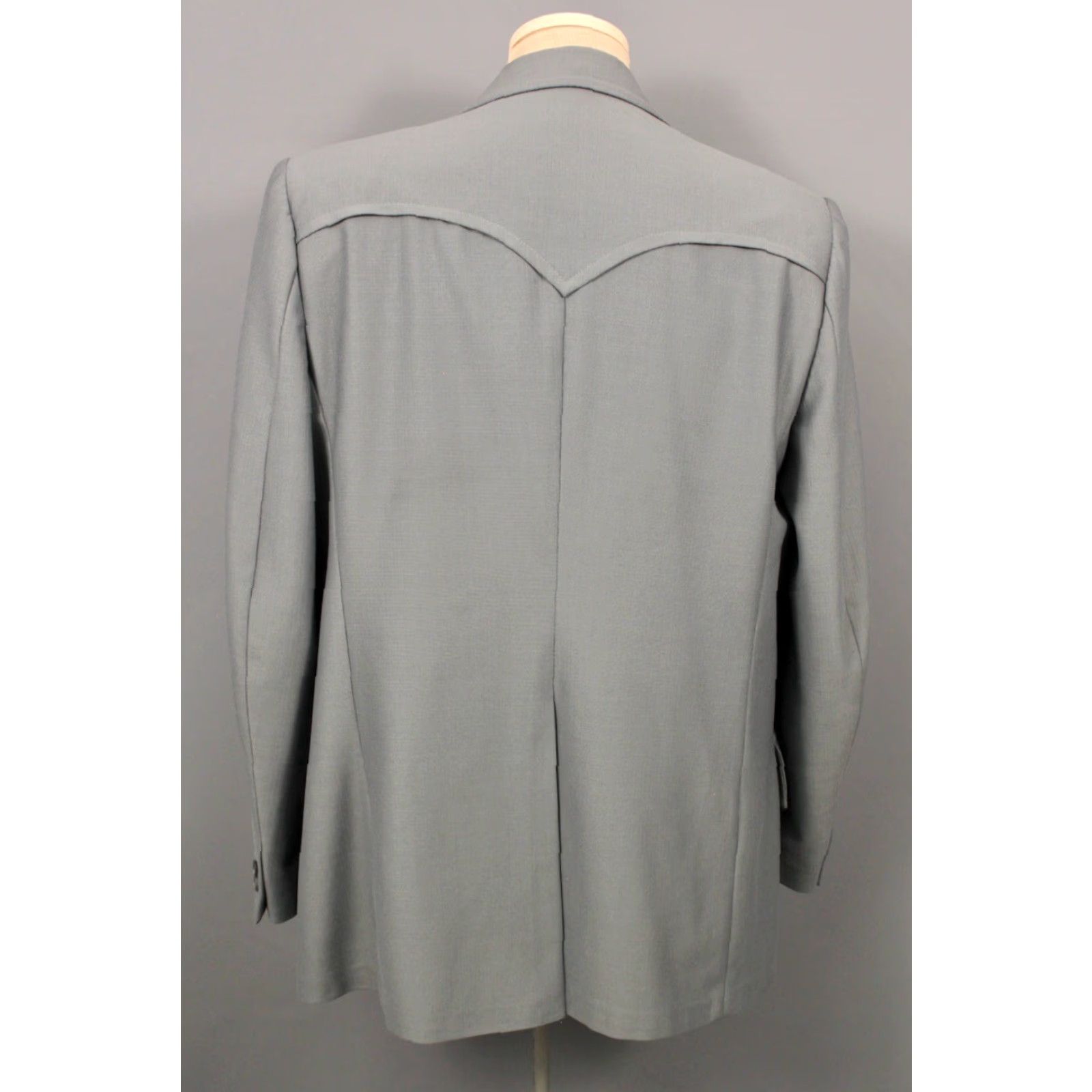 Vintage VINTAGE Men's VTG 70s Grey 2 PC Western Leisure Suit Sz L 1970s Disco Polyester Shirt Jacket Mens Size 42R - 4 Thumbnail