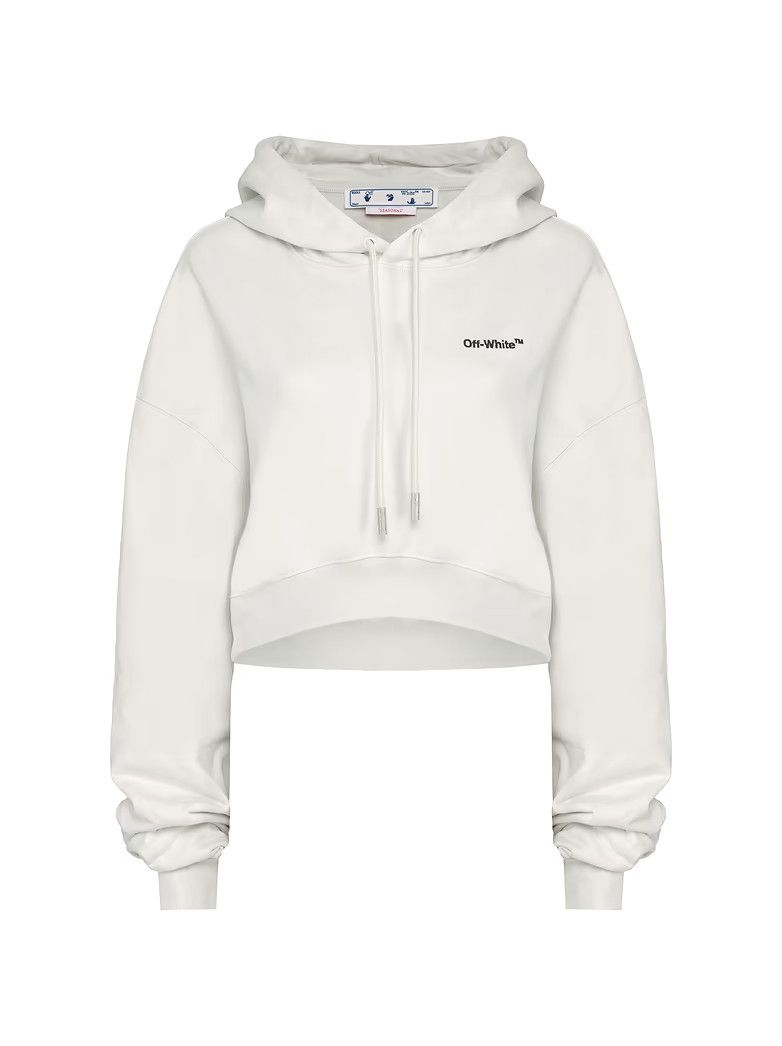 Off-White o1y1225 Logo Hoodie in White Size S / US 4 / IT 40 - 1 Thumbnail
