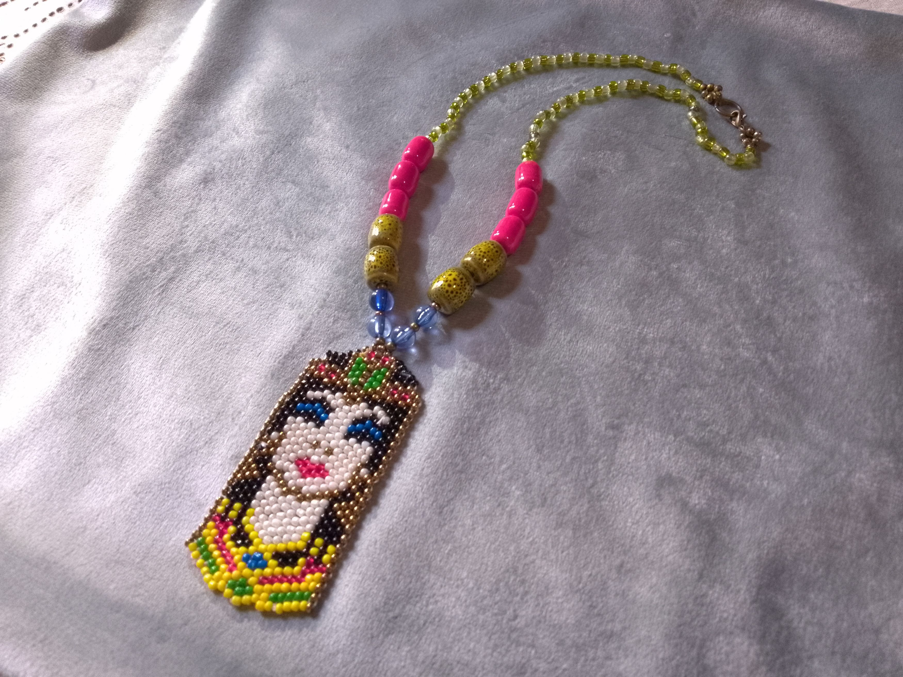 Handmade Necklace Long Ceramics Crystal Pendant Cleopatra Boho Size ONE SIZE - 2 Thumbnail
