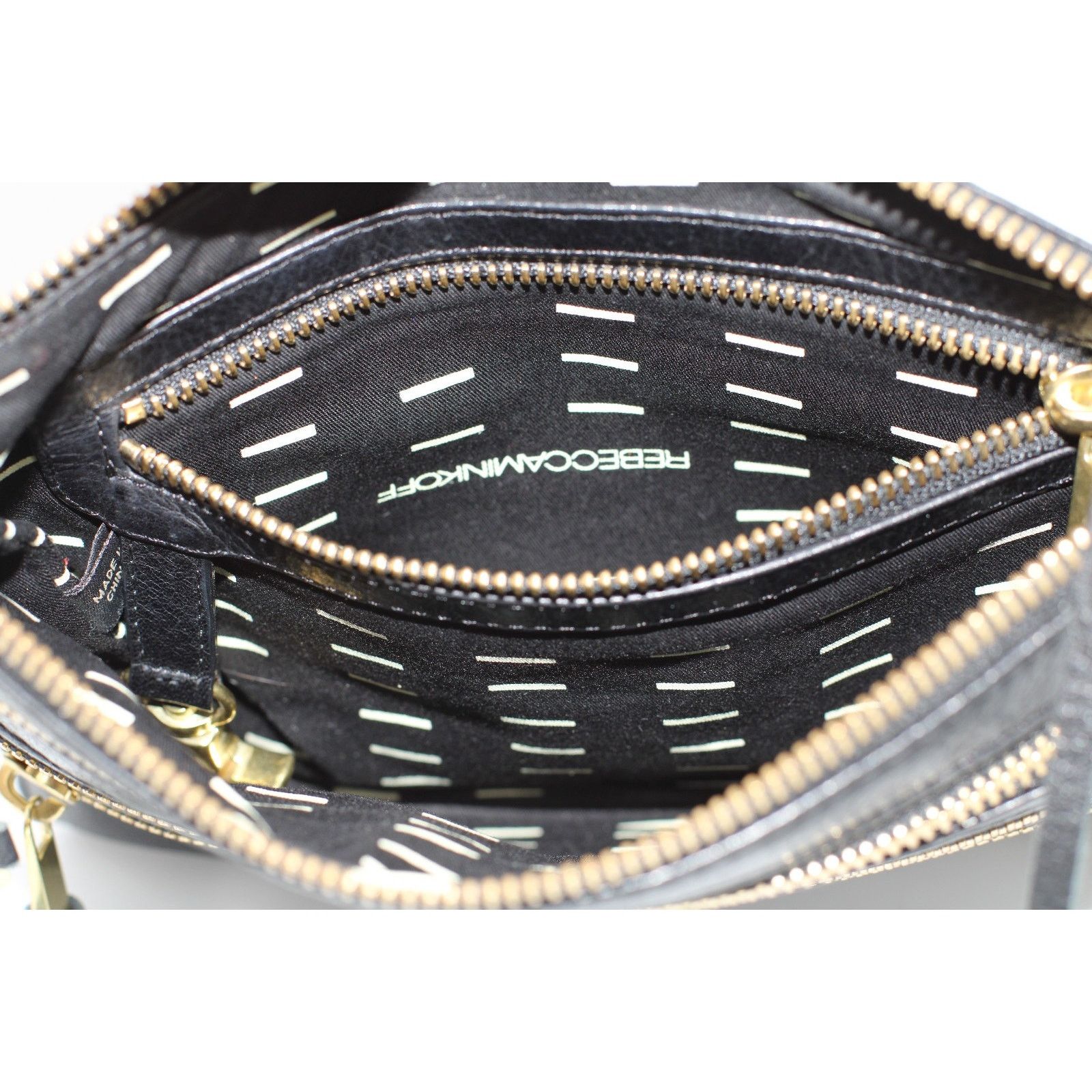 REBECCA MINKOFF Rocker Crossbody Pebbled Black Leather Purse