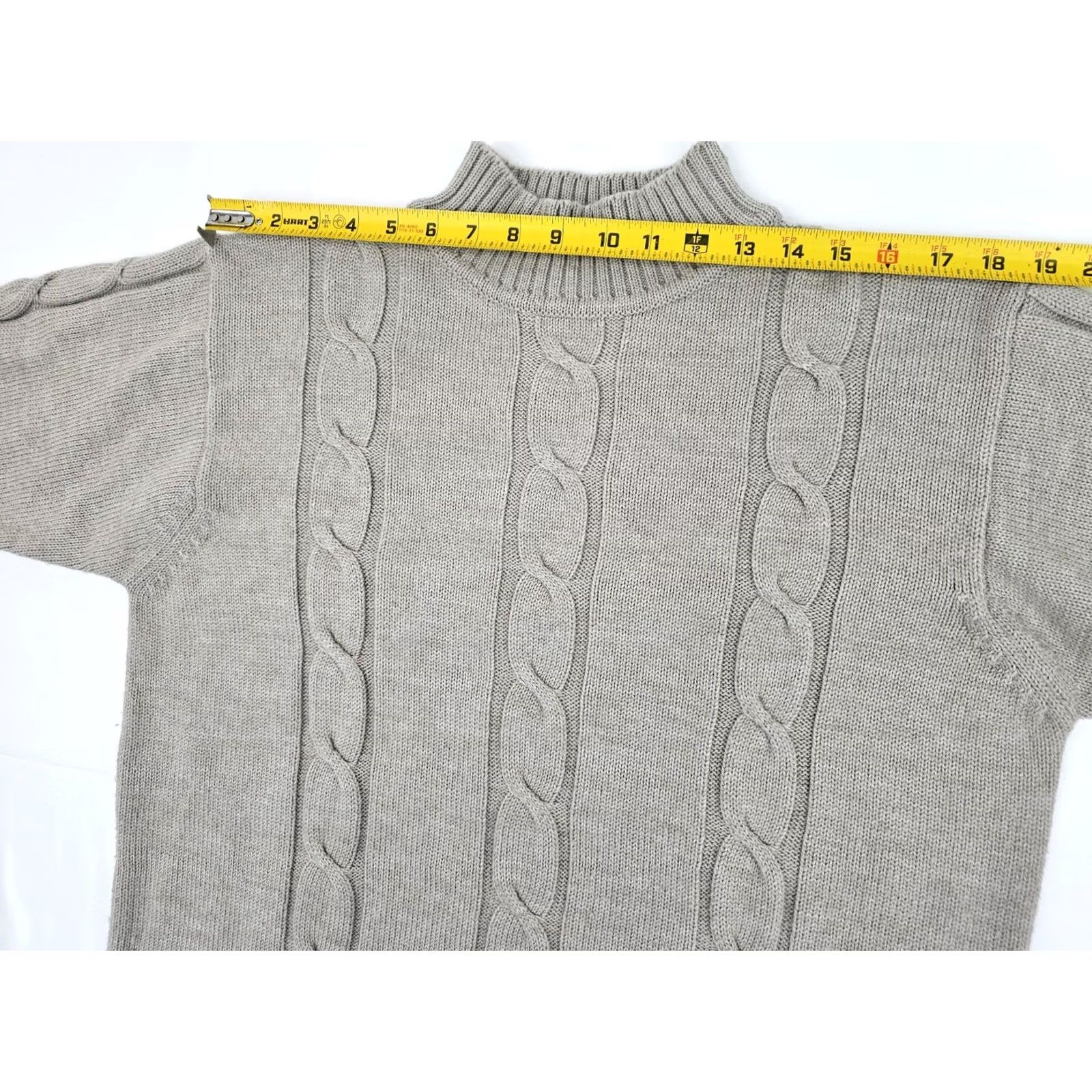 Liz Claiborne VINTAGE Liz Claiborne Merino Wool Blend Knit Sweater Women M Beige Fisherman EUC Size M / US 6-8 / IT 42-44 - 6 Thumbnail