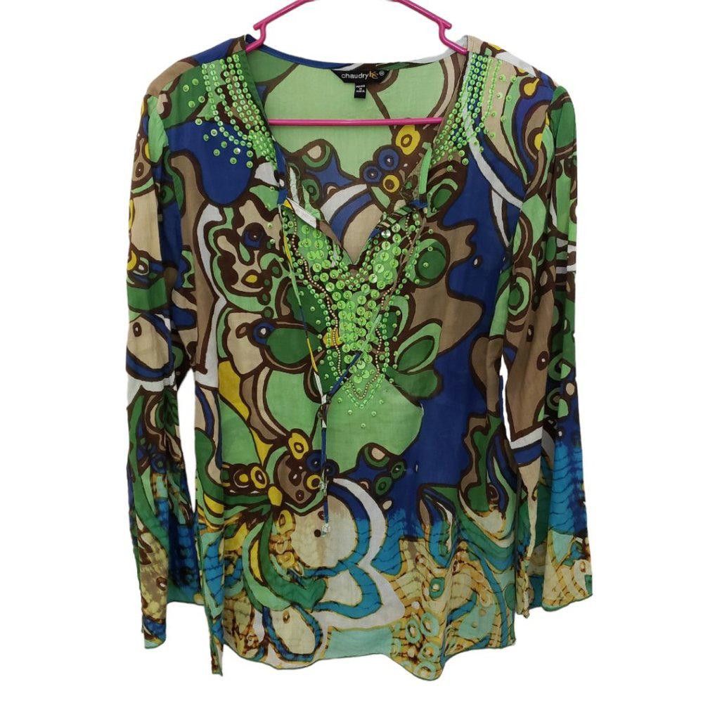 Designer CT201 Ladies Chaudry KC Abstract Design Cotton Blouse M Size M / US 6-8 / IT 42-44 - 1 Thumbnail