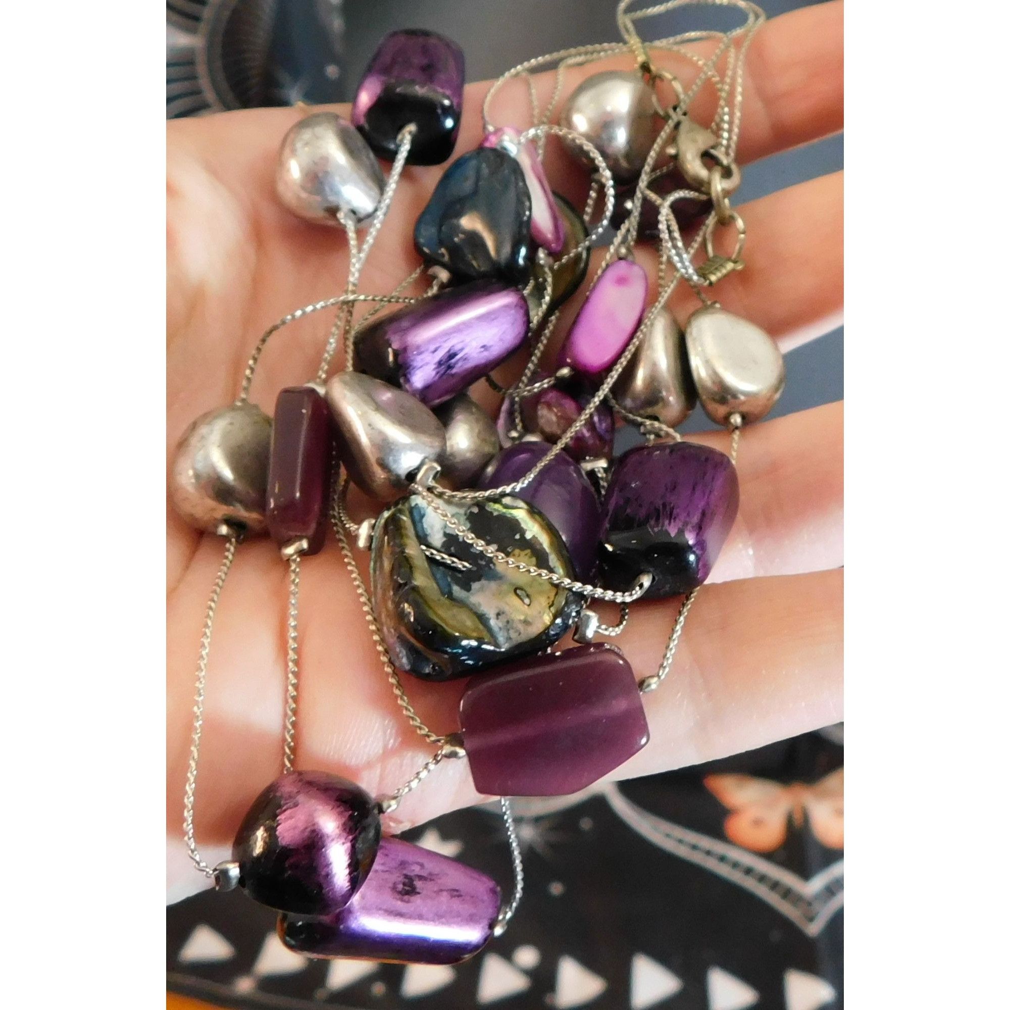 Other Elegant Layered Purple And Silver Tone Station Necklace Size ONE SIZE - 3 Thumbnail