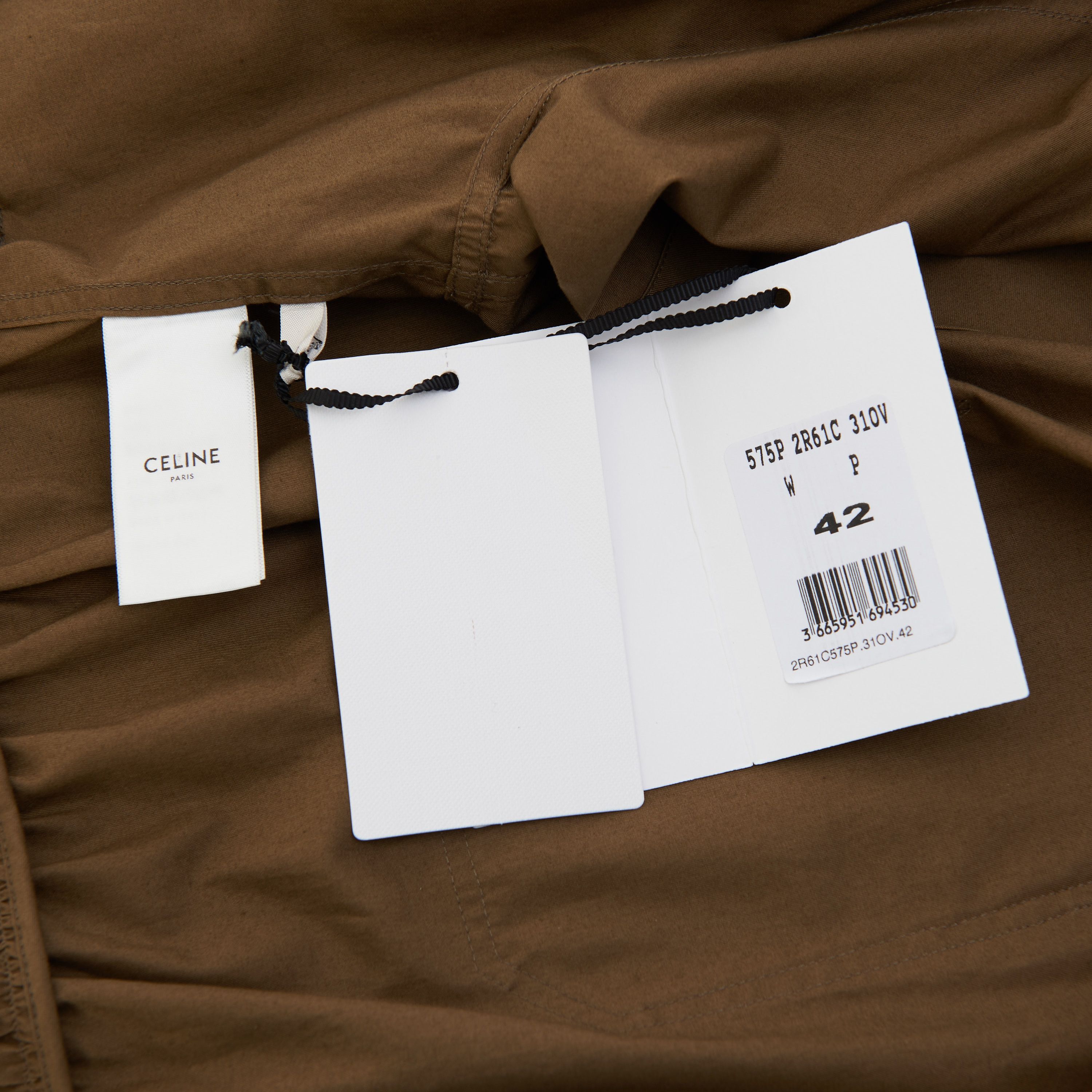 Celine Short-Sleeved Safari Dress In Olive Green Cotton Twill Size L / US 10 / IT 46 - 11 Thumbnail
