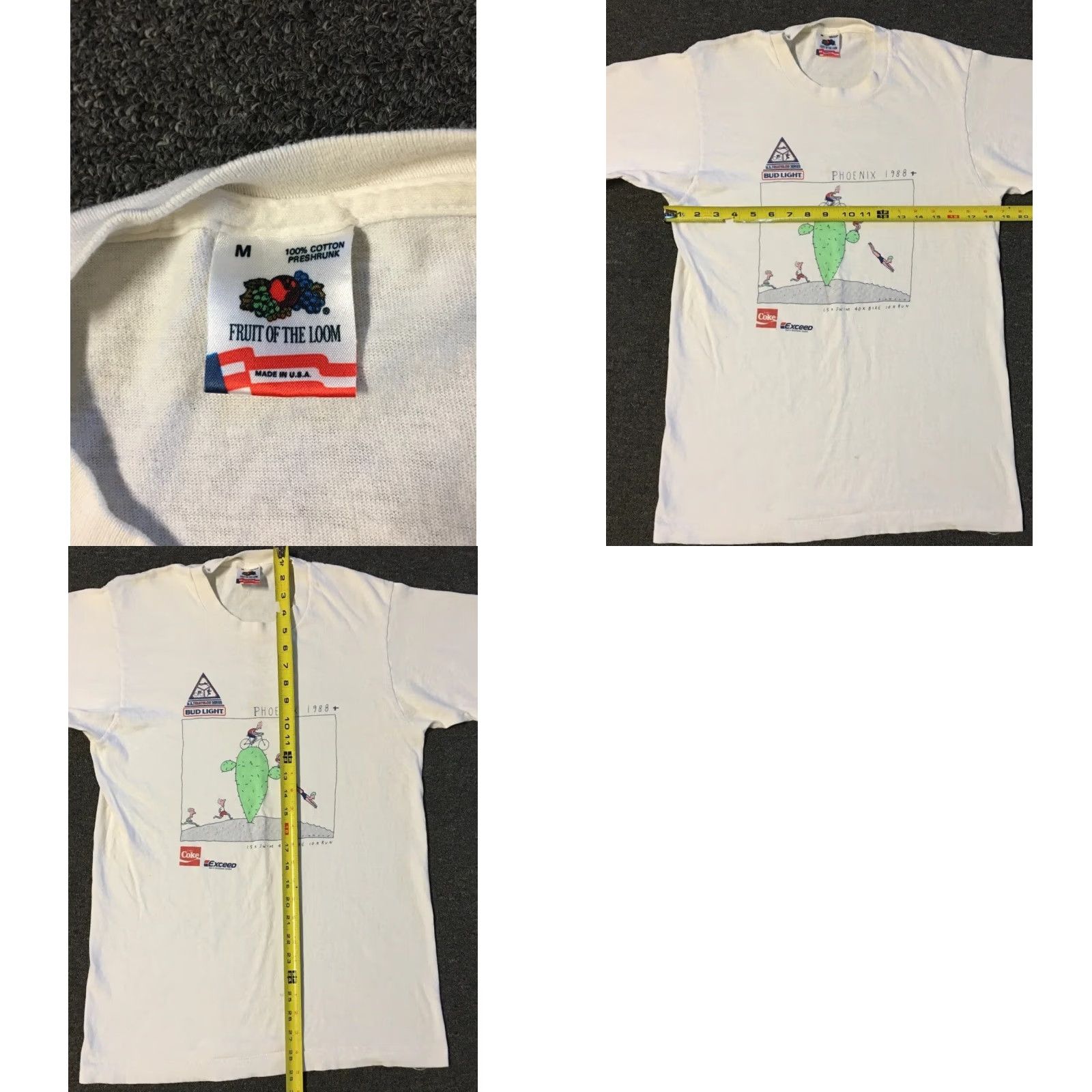 Vintage VINTAGE Bud Light Coca Cola Faded Triathlon Shirt M White 80s 90s Grunge Beer Sports USA Mens Size US M / EU 48-50 / 2 - 9 Thumbnail