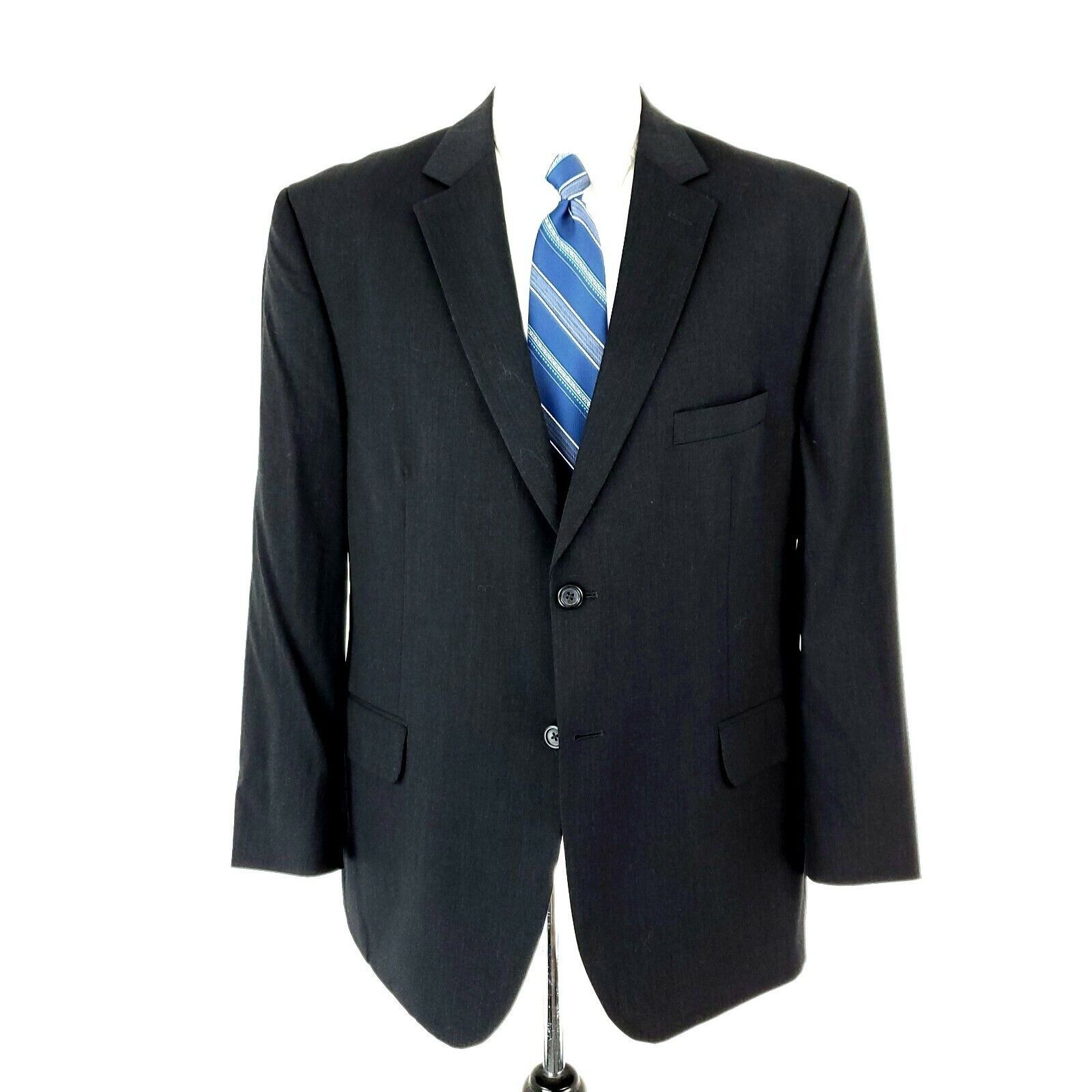 Pronto Uomo Pronto Uomo Wool 2 Button Blazer 46R Charcoal Gray Suit Jack Size 46R - 3 Thumbnail