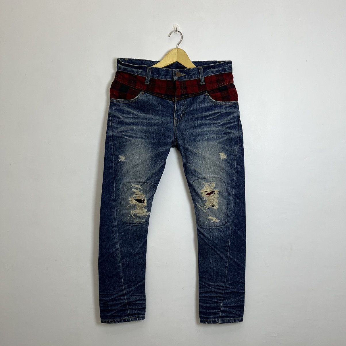 Japanese Brand Double Layer Flannel Denim Jeans Grunge Punk Archive Style Size US 30 / EU 46 - 1 Thumbnail
