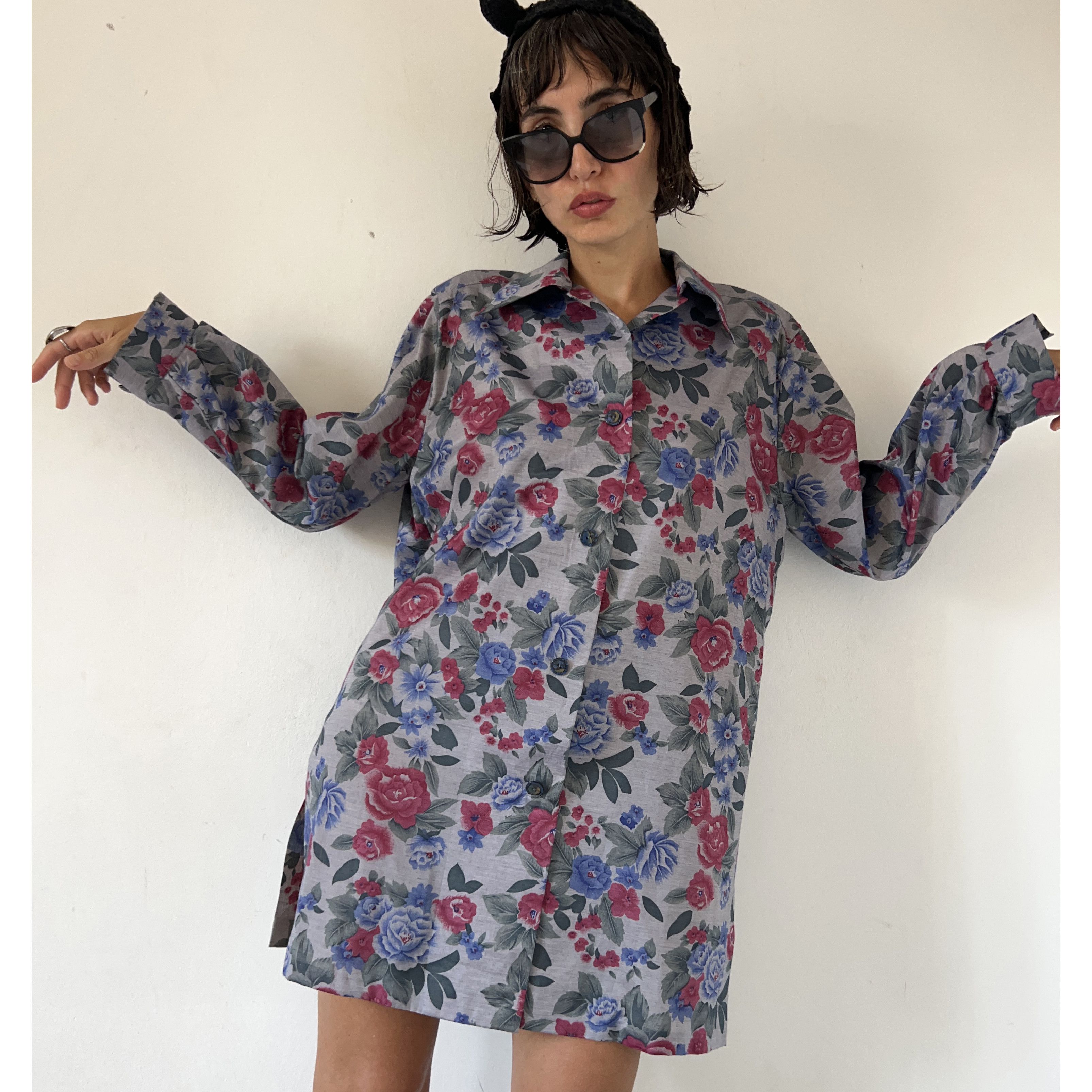 Vintage Vintage 90s Floral Satin Blaze Size L / US 10 / IT 46 - 6 Thumbnail