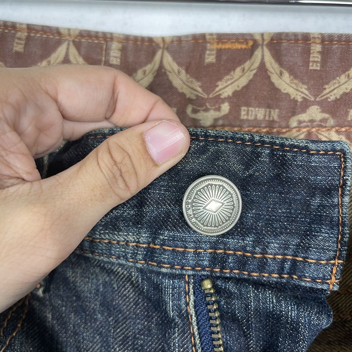Edwin RUSTY🔥Edwin XV Bootcut Leather Pai Pocket Rusty Denim Jeans Size US 31 - 13 Thumbnail