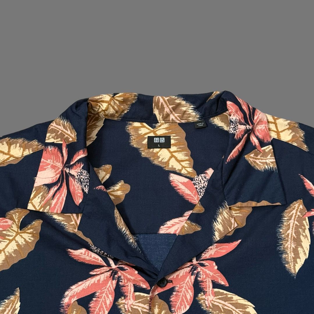 Uniqlo UNIQLO Open Collar SS Shirt Mens Size L Navy EUC Modal Blend Size US L / EU 52-54 / 3 - 3 Thumbnail