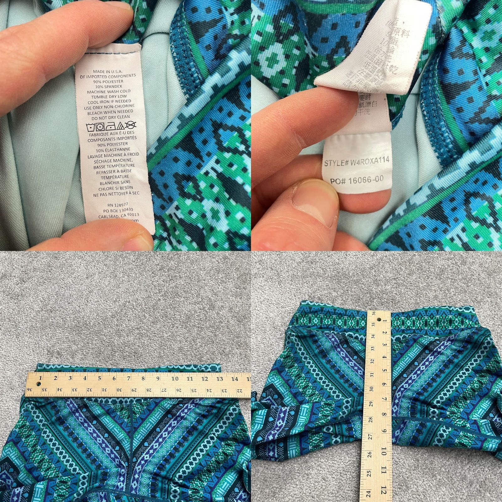 Prana prAna Cropped Leggings Womens M Blue Green Geometric Active Athletic 26x23 Pants Leggings Size 32" / US 10 / IT 46 - 8 Thumbnail