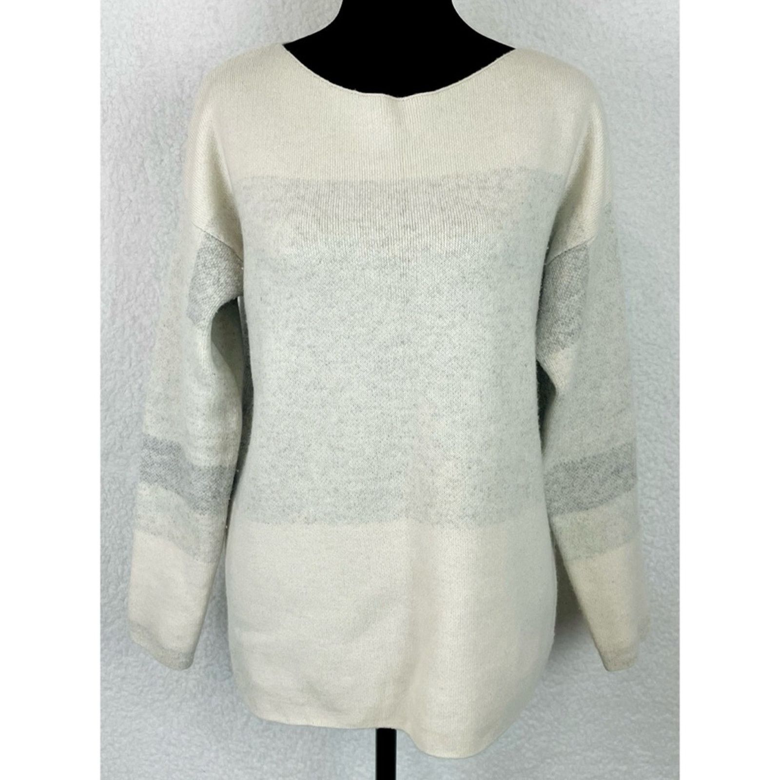 Vince VINCE • Cream/Grey Wool-Cashmere Oversized Knit Sweater Size XS / US 0-2 / IT 36-38 - 1 Thumbnail