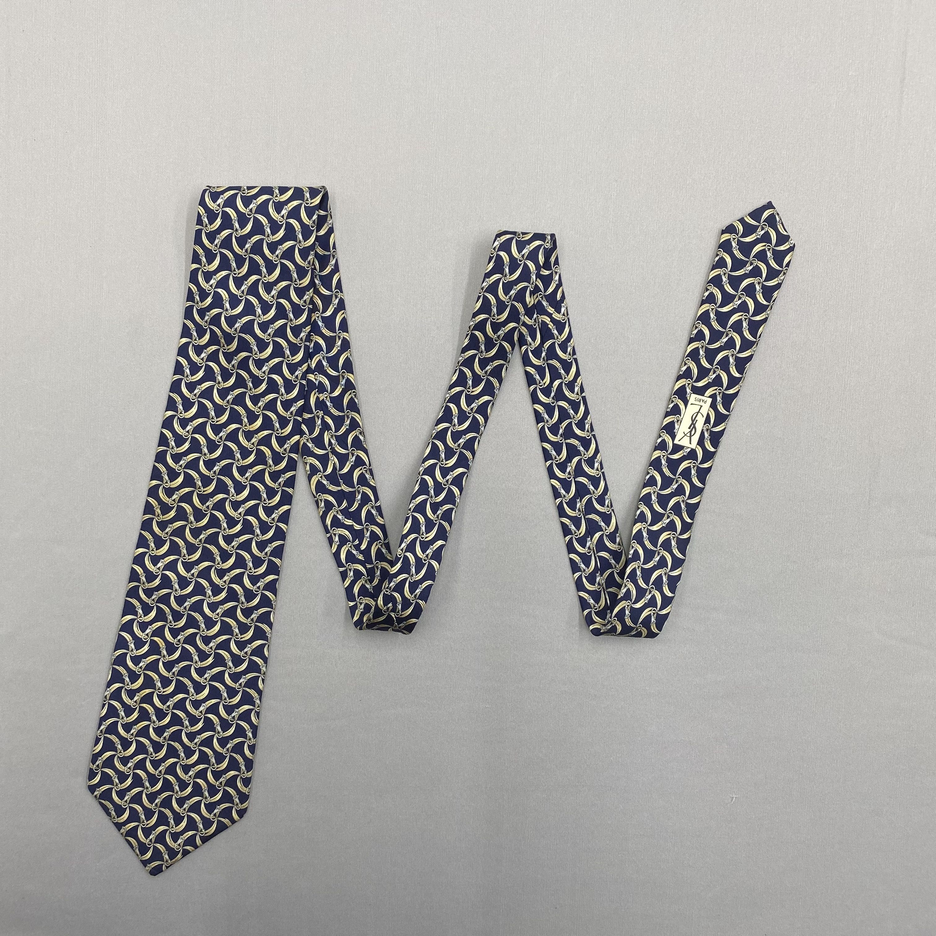 Japanese Brand Vintage Yves Saint Laurent SILK Necktie Cravate Pure Silk Size ONE SIZE - 5 Thumbnail