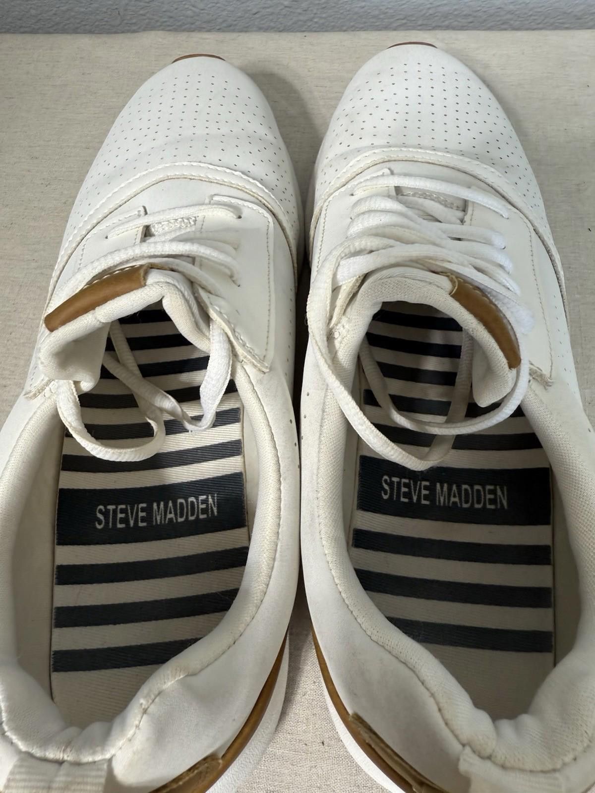 Steve Madden Steve Madden Mens White Synthetic Lifestyle Sneakers 10.5 Size US 10.5 / EU 43-44 - 7 Thumbnail