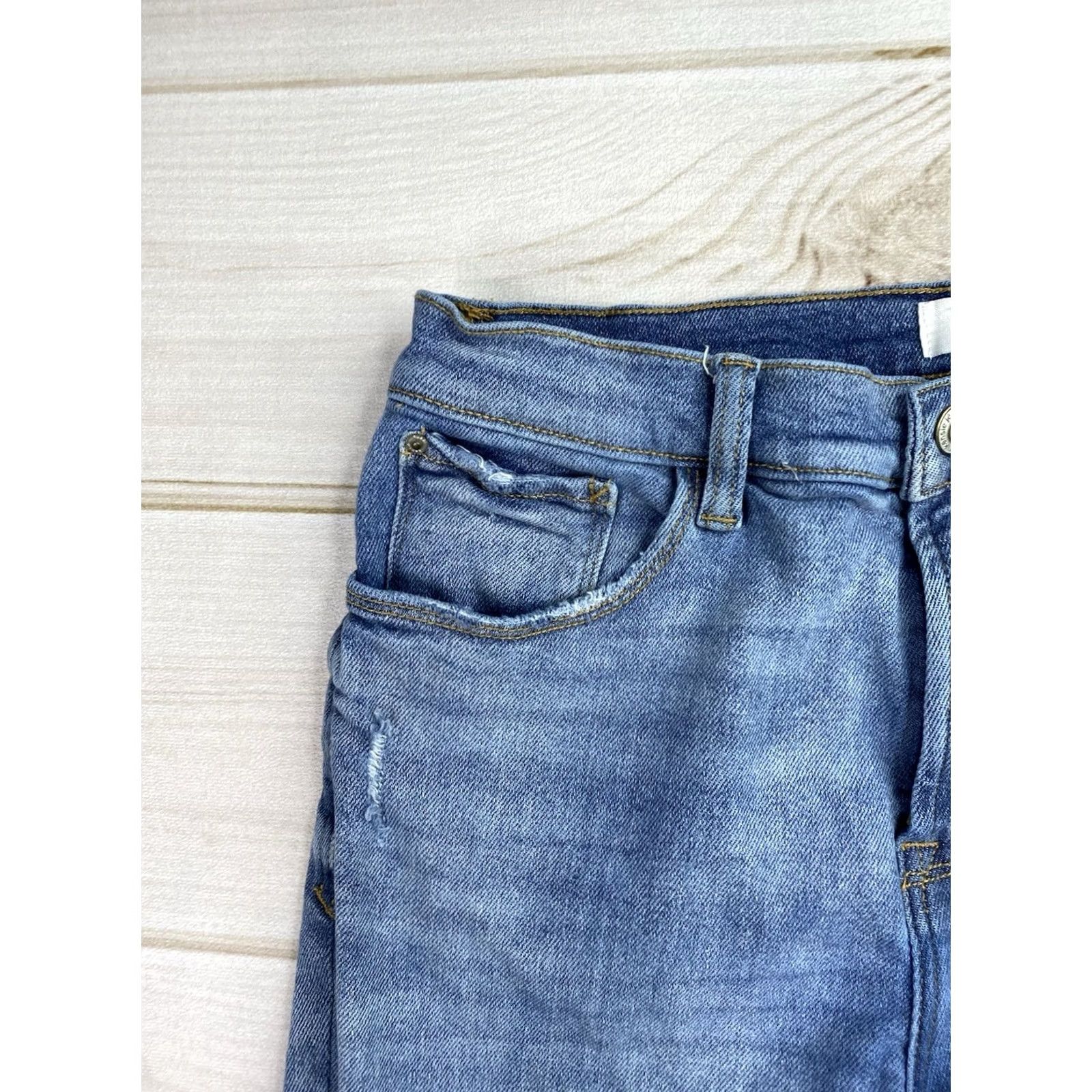 Vintage Kensie Jeans Sz 10/30 The Kelsey High Rise Skinny Ankle Distressed Raw Hem Jeans Women Slim Denim Blue 5-Pocket City Fall Winter Spring Size 32" / US 10 / IT 46 - 2 Thumbnail