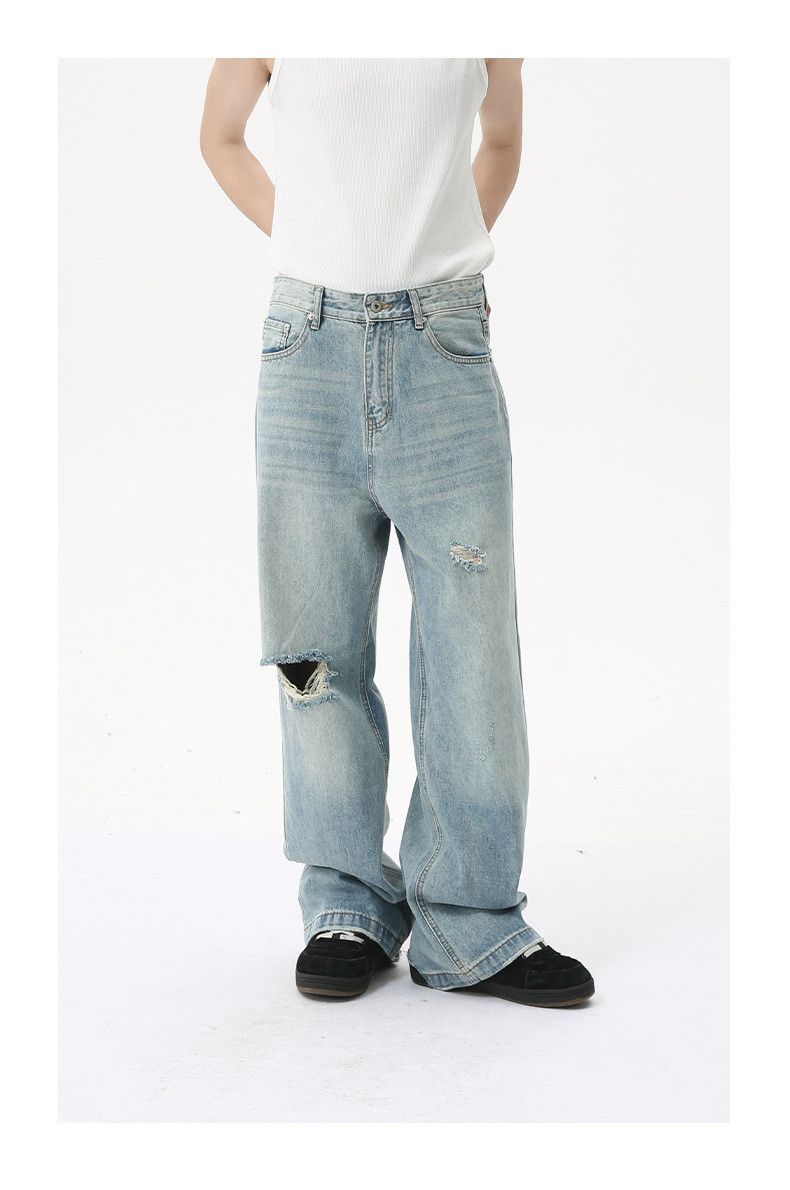 Vintage Men's Japanese distressed loose wide-leg Vibe ripped jeans Size US 32 / EU 48 - 2 Thumbnail