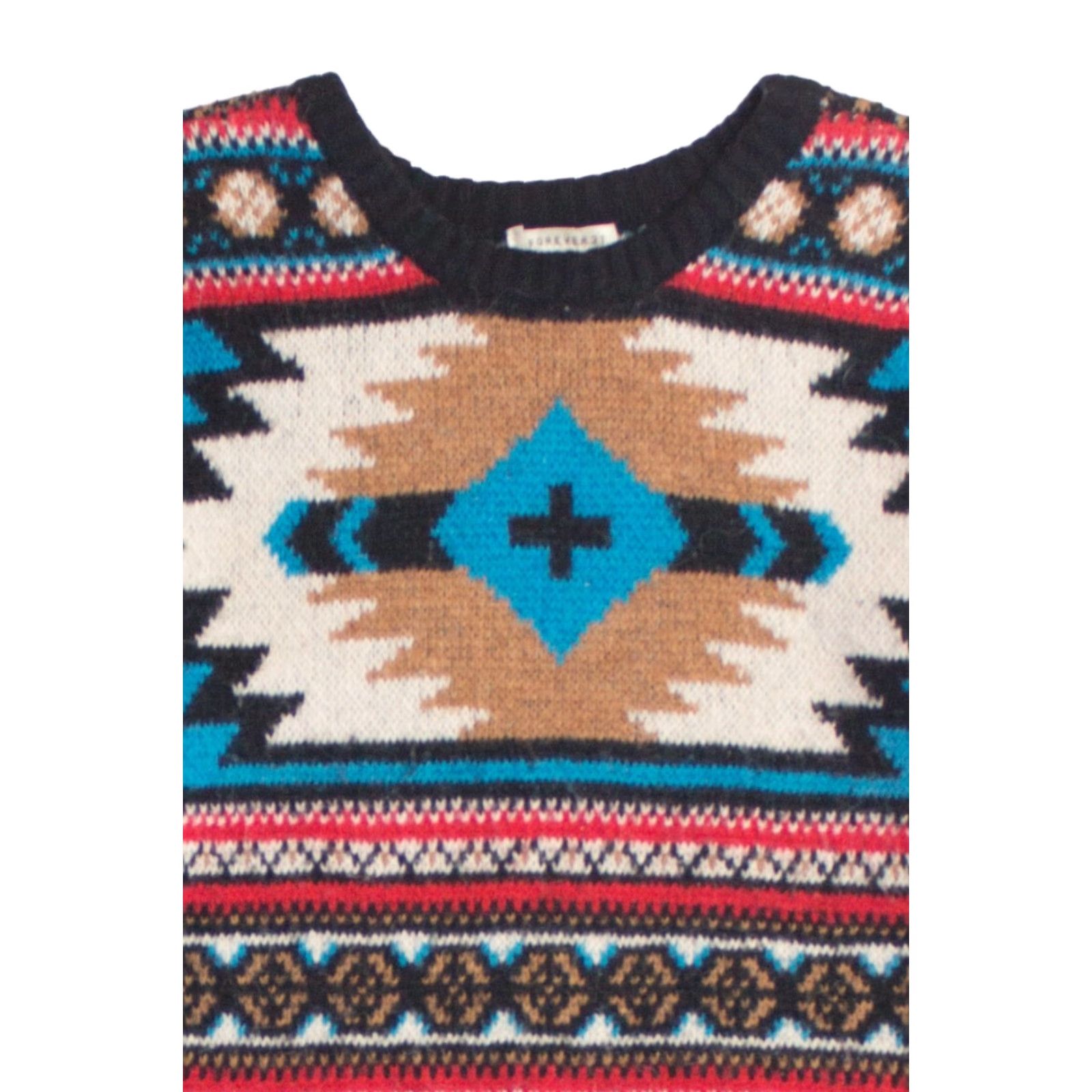 Forever 21 VINTAGE 80s Southwest Pattern Sweater Forever 21 Small Red Aztec Print Size S / US 4 / IT 40 - 2 Thumbnail
