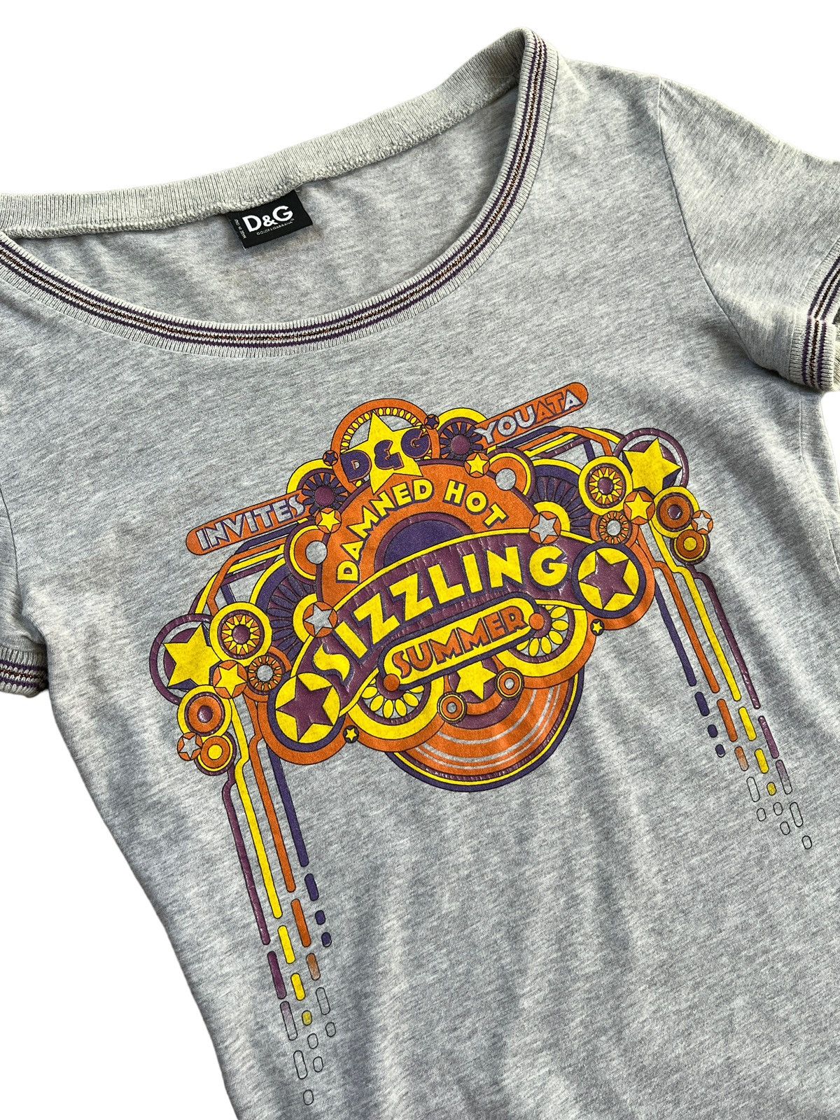 Dolce & Gabbana × Vintage Y2K Dolce & Gabbana Wide Neck Summer Tshirt Size XS / US 0-2 / IT 36-38 - 8 Thumbnail
