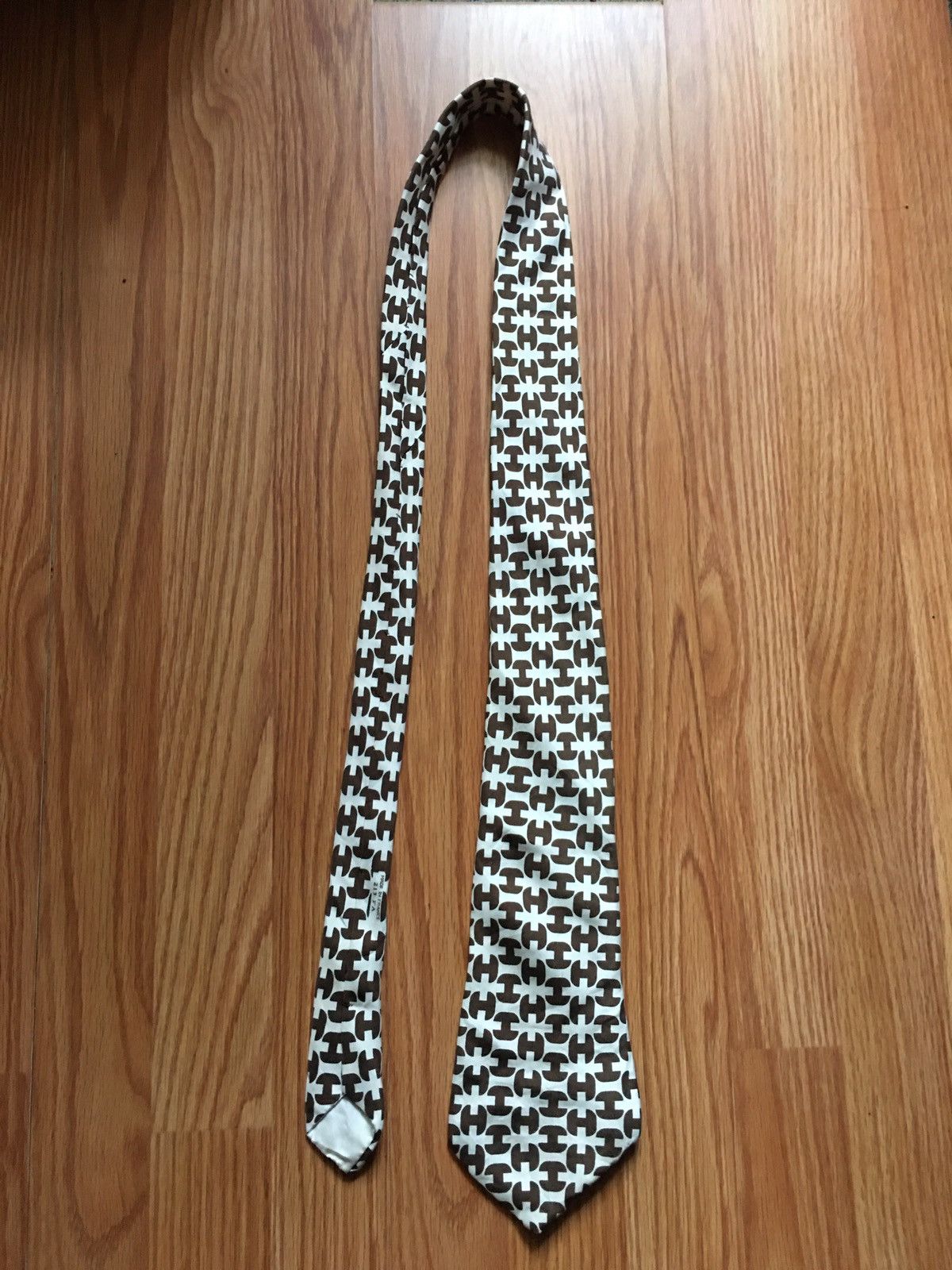Hermes HERMES Paris Vintage Logo H Monogram 213 FA Silk Mens Tie Size ONE SIZE - 9 Thumbnail
