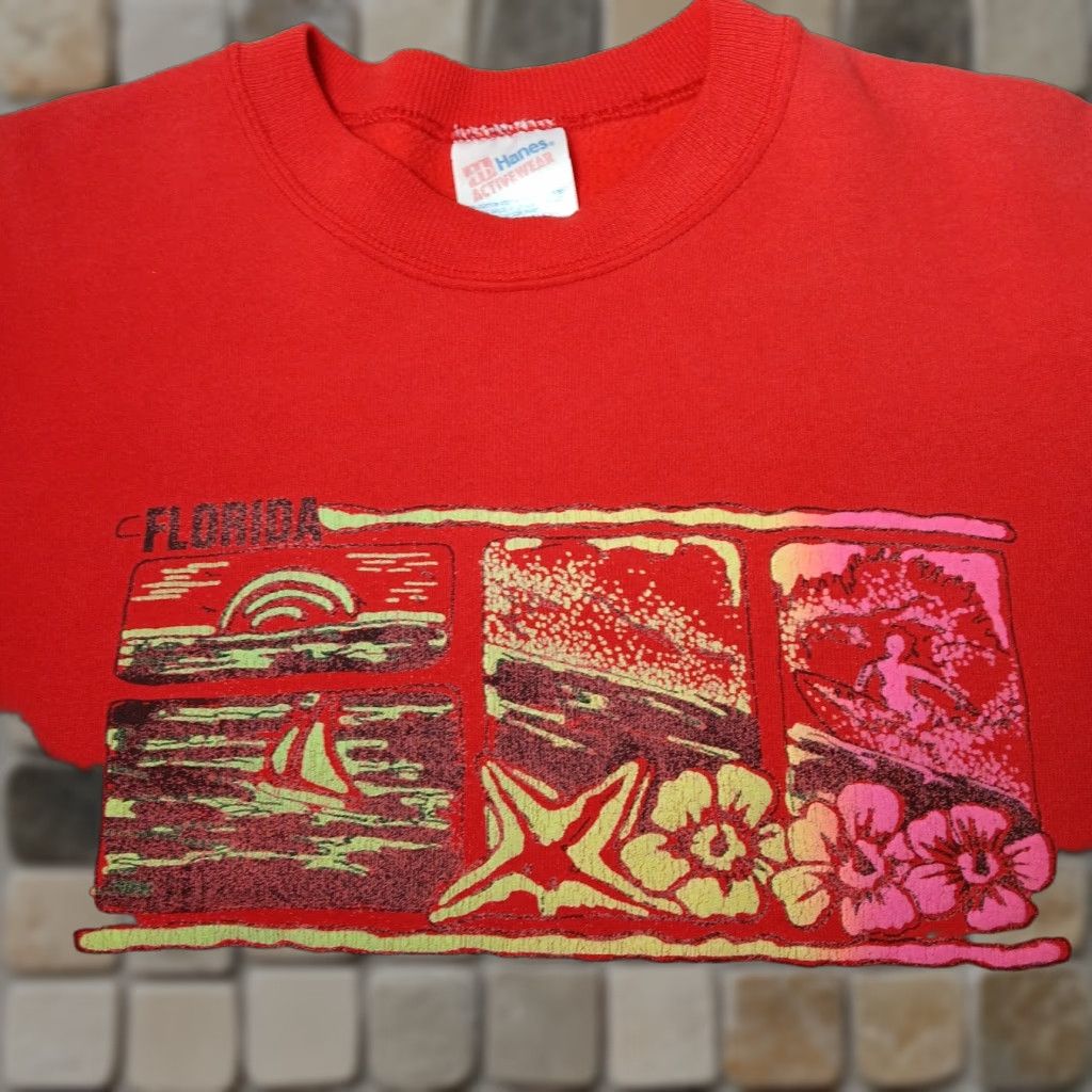 Hanes VINTAGE Hanes Florida Sweatshirt Shirt Women Small Red Crew Neck Beach Ocean Sailboat Dollar? Size S / US 4 / IT 40 - 1 Thumbnail