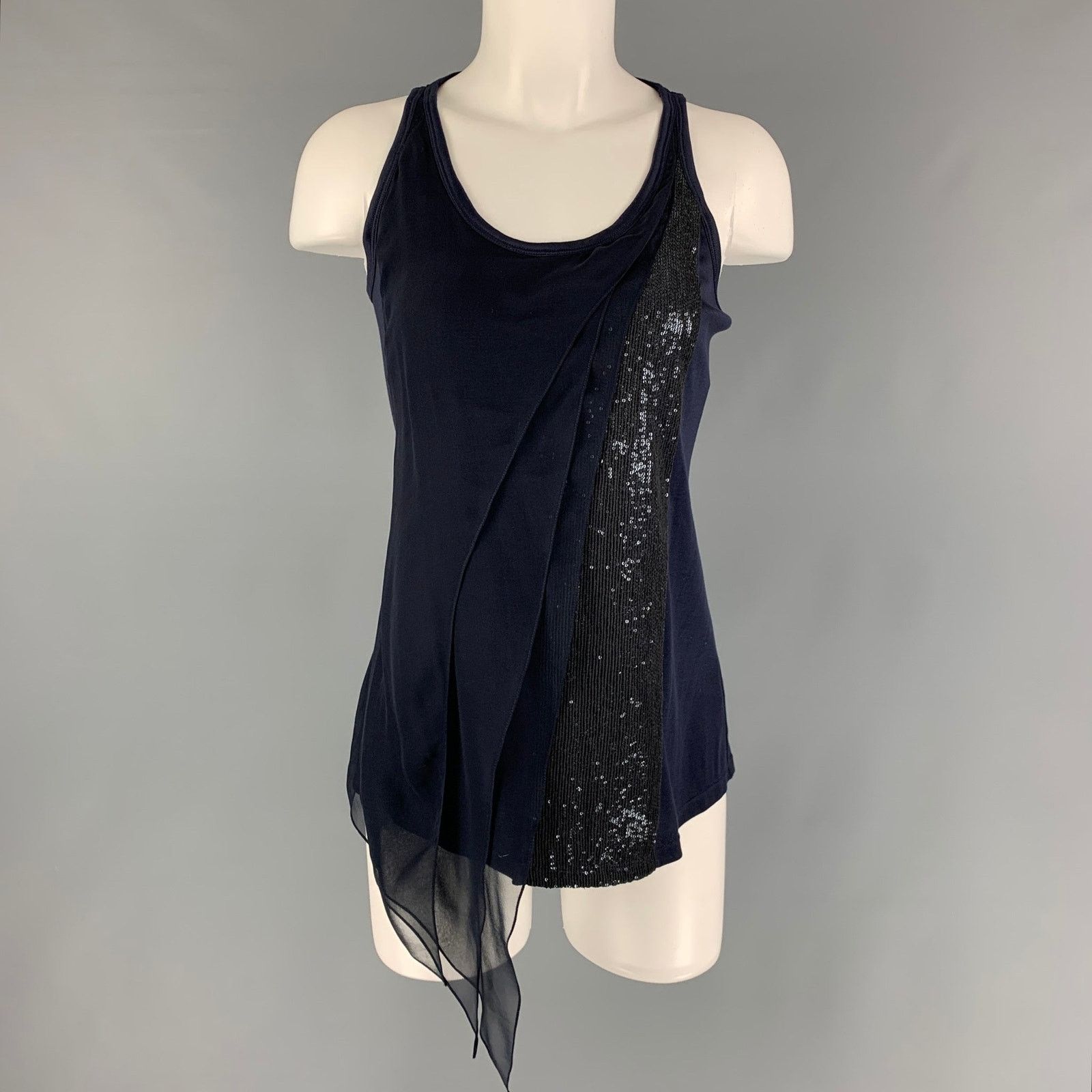 Other J.MENDEL Size 4 Navy Silk Mixed Fabrics Tank Dress Top Size S / US 4 / IT 40 - 1 Thumbnail
