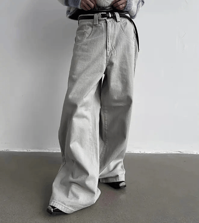 image of Washed Gray Big Silhouette Relaxed Jeans in Grey, Men's (Size 34)