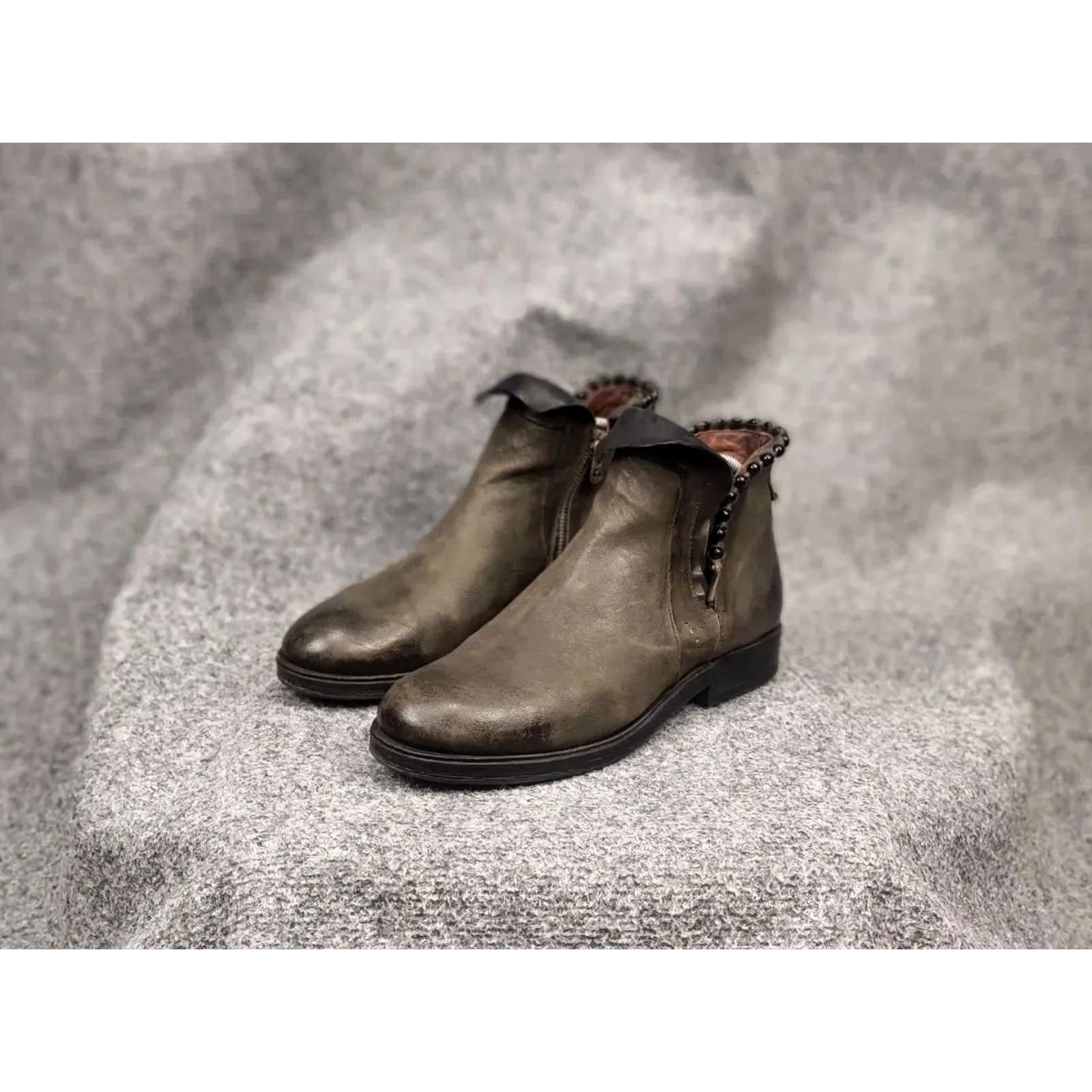 A.S.98 A.S.98 Airstep Design Swamp green color Ankle Zip Leather Boots Mens Size US 7 / EU 40 - 4 Thumbnail