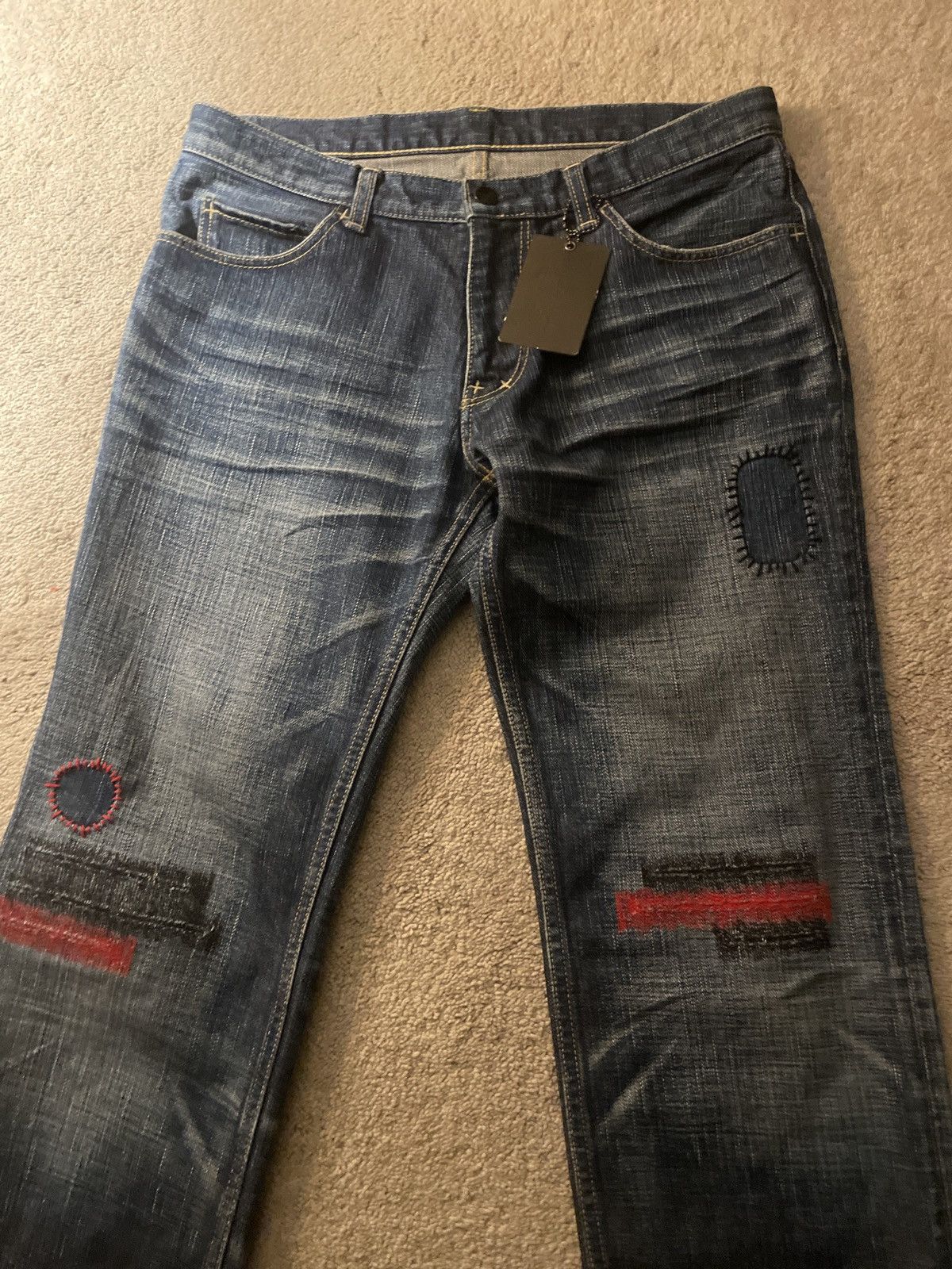 Number (N)ine SS05 Number (N)ine Red Yarn Denim Size US 31 - 4 Thumbnail