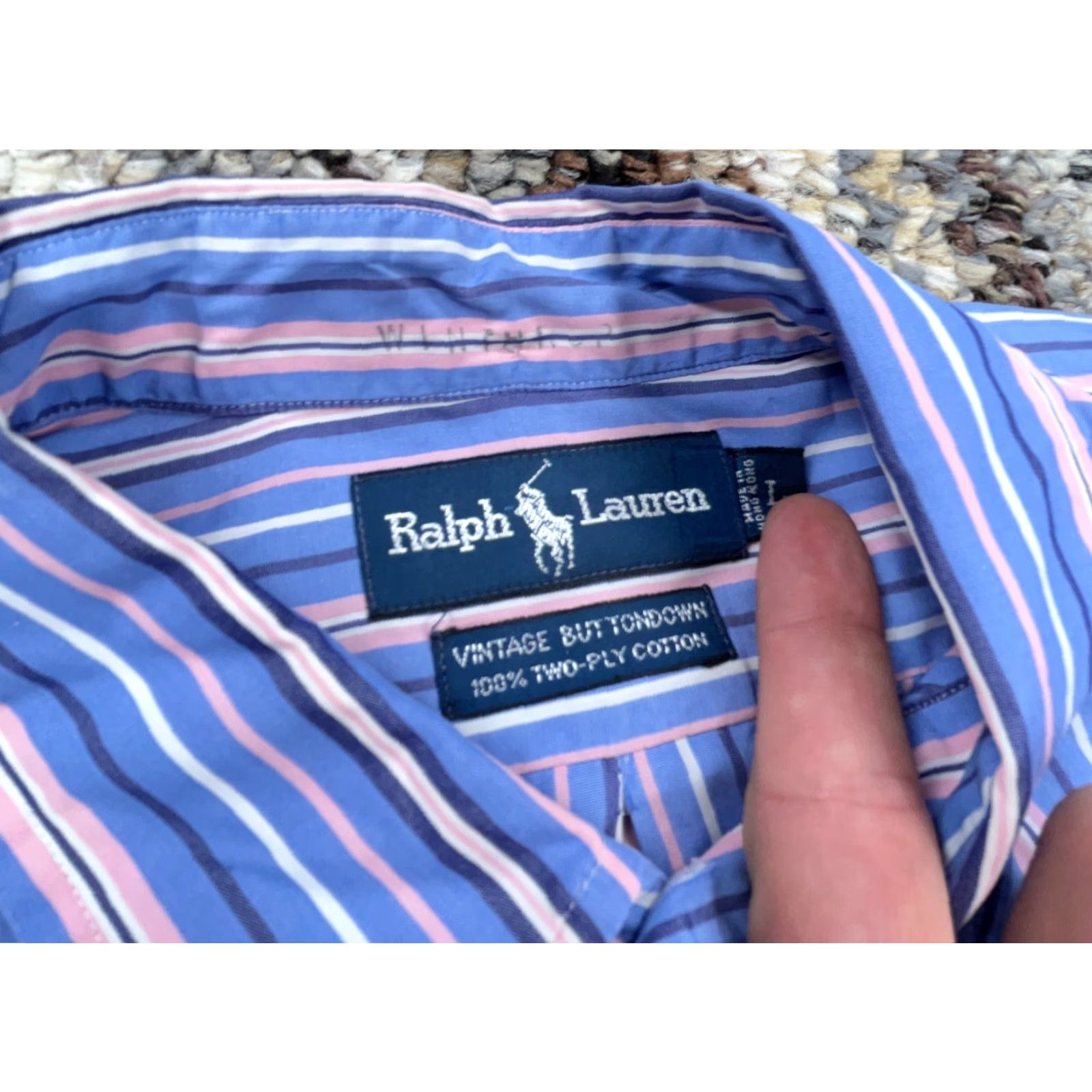 Ralph Lauren Ralph Lauren Shirt Men Large Blue Pink Button Up Striped Two Ply Poplin Dress A5 - Casual Everyday Wear Size 42R - 5 Thumbnail