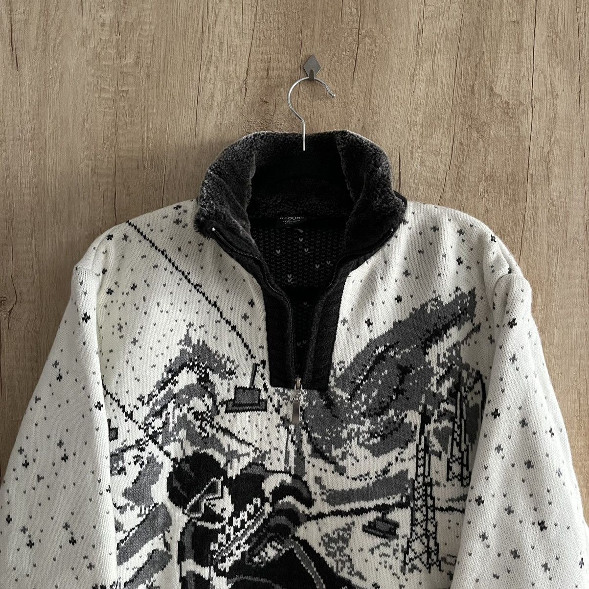 Vintage Vintage Ski Sweater Zip Nordic Knit Pullover Snow Winter Size US L / EU 52-54 / 3 - 2 Thumbnail