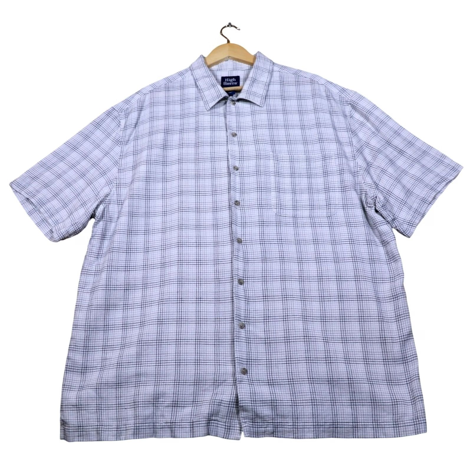 High Sierra High Sierra Mens Plaid Short Sleeve Shirt XL Blue White Casual Button Up Size US XL / EU 56 / 4 - 5 Thumbnail