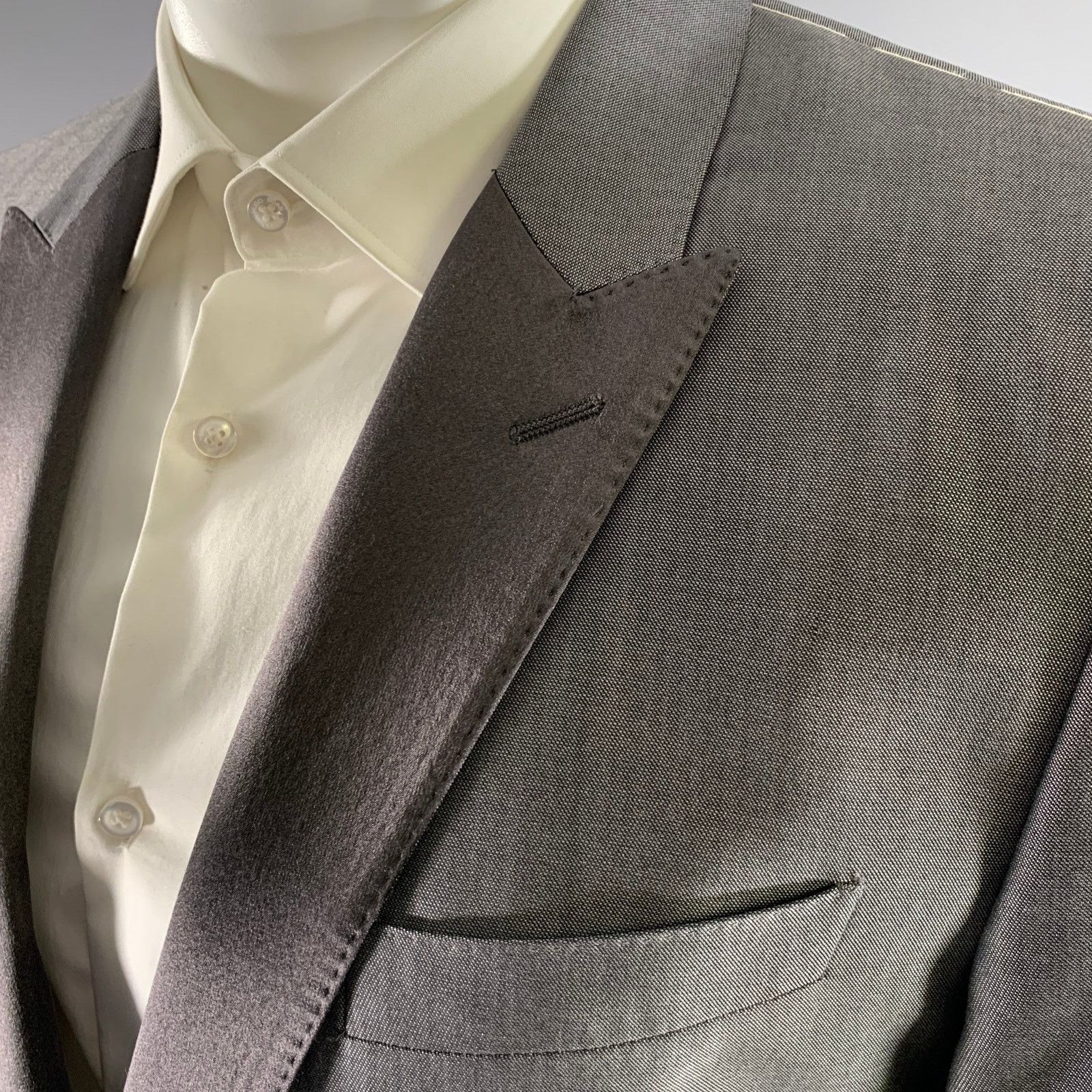 Dolce & Gabbana DOLCE & GABBANA Size 40 Grey Wool Silk Peak Lapel Tuxedo Size 40R - 4 Thumbnail