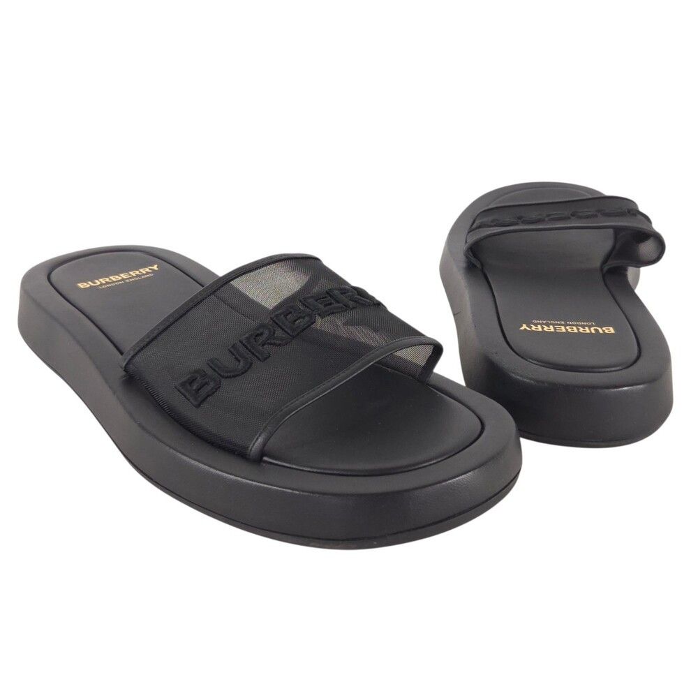 Burberry Burberry Mesh Logo Pool Slides US 8 EU 41 Mens Black $420 Size US 8 / EU 41 - 2 Thumbnail